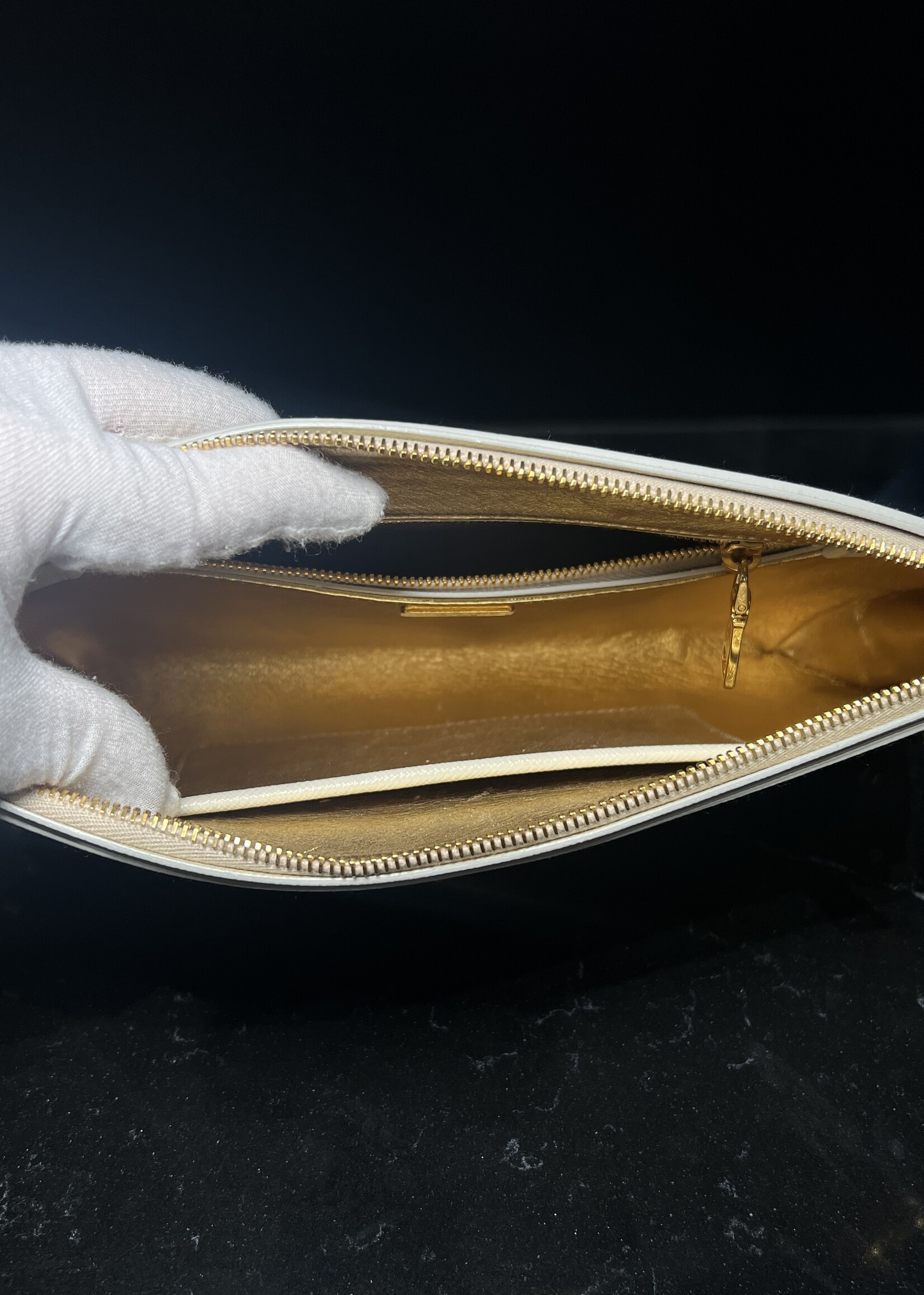 Prada Prada Saffiano Vernice Studded Clutch