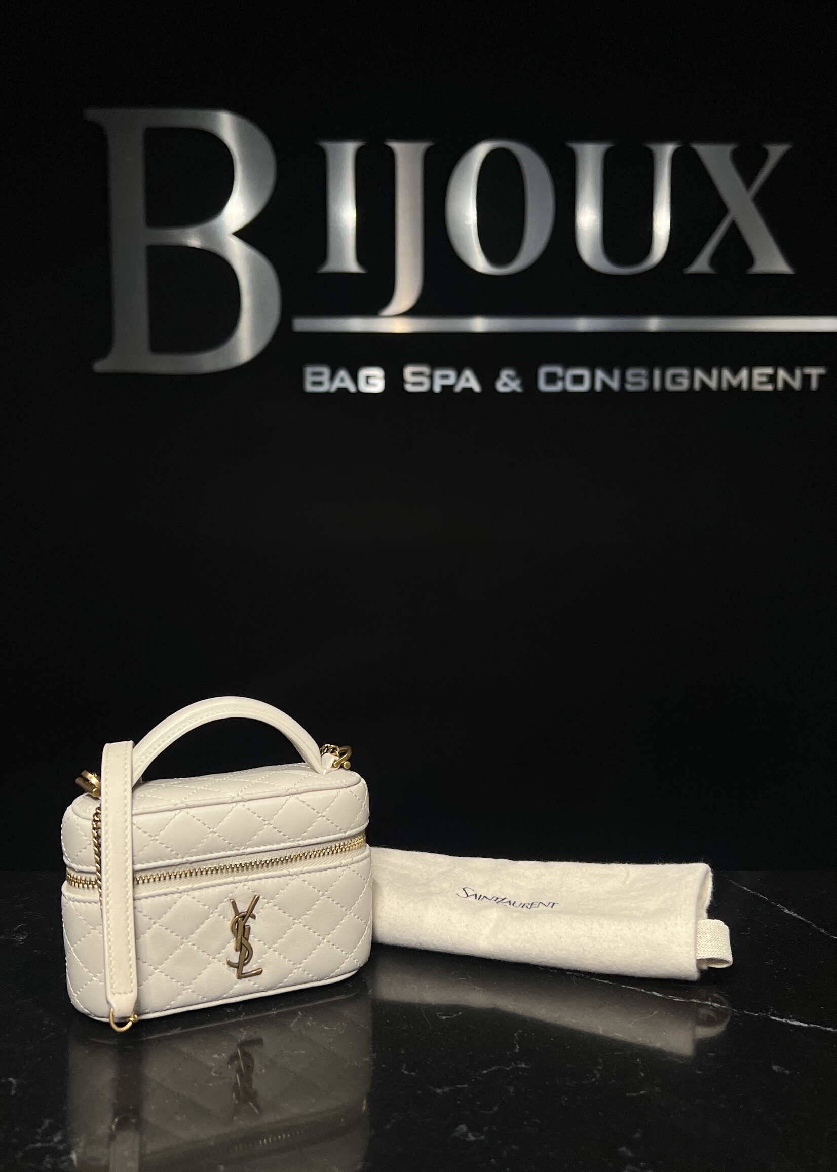 Saint Laurent SOLD - Saint Laurent Lambskin Quilted Micro Gaby Vanity Case