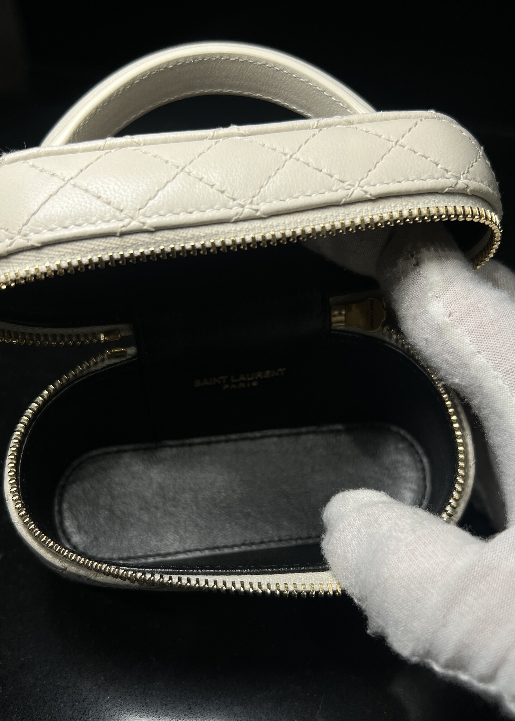 Saint Laurent SOLD - Saint Laurent Lambskin Quilted Micro Gaby Vanity Case