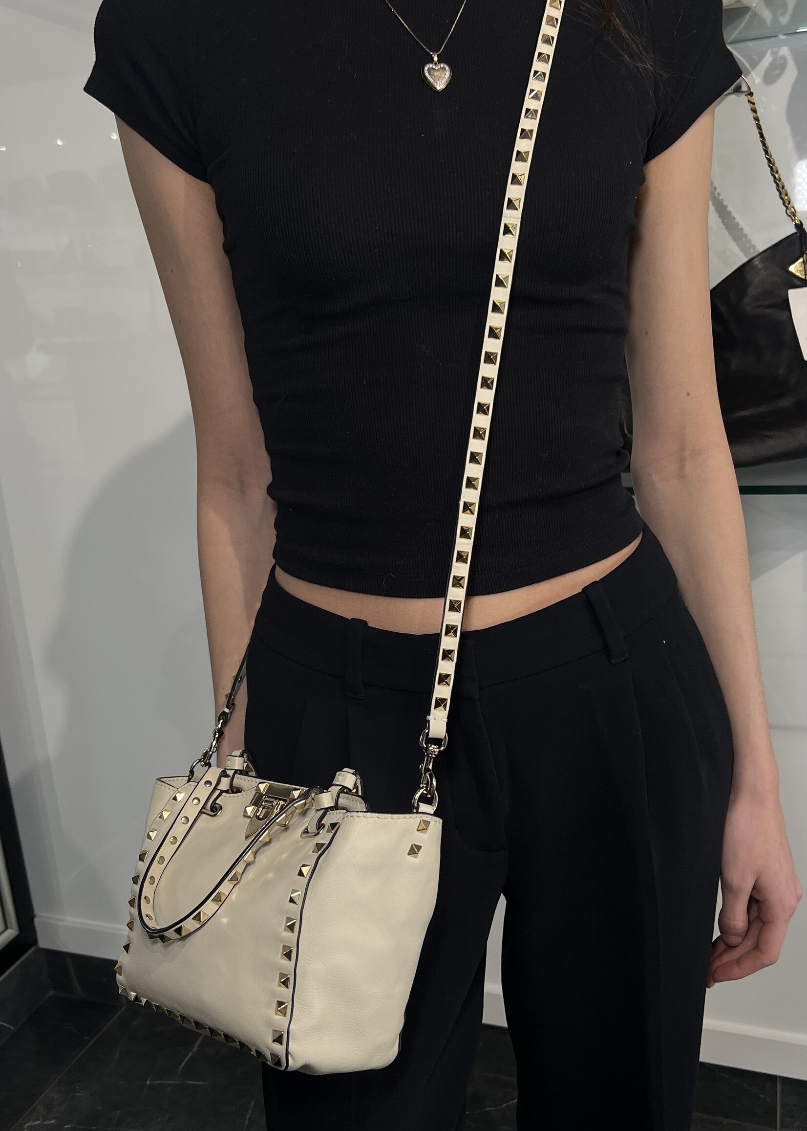 Valentino Valentino Rockstud Mini  White Tote