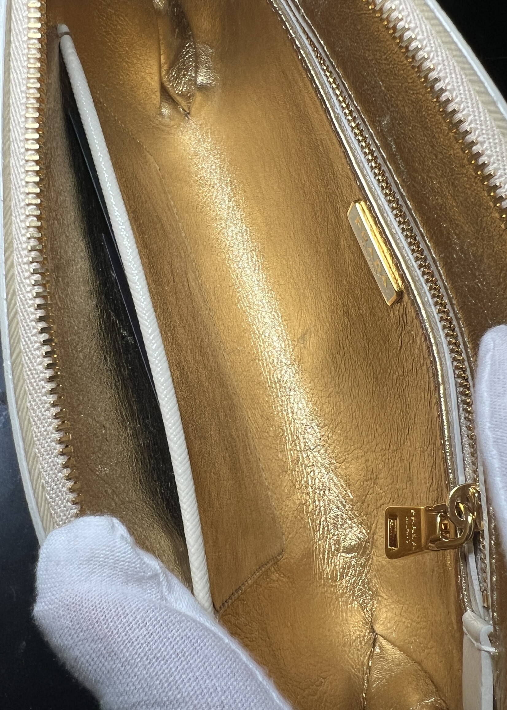 Prada SOLD- Prada Saffiano Vernice Studded Clutch