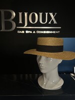 Gucci Gucci Grosgrain Trimmed Glittered Margaret Straw Hat