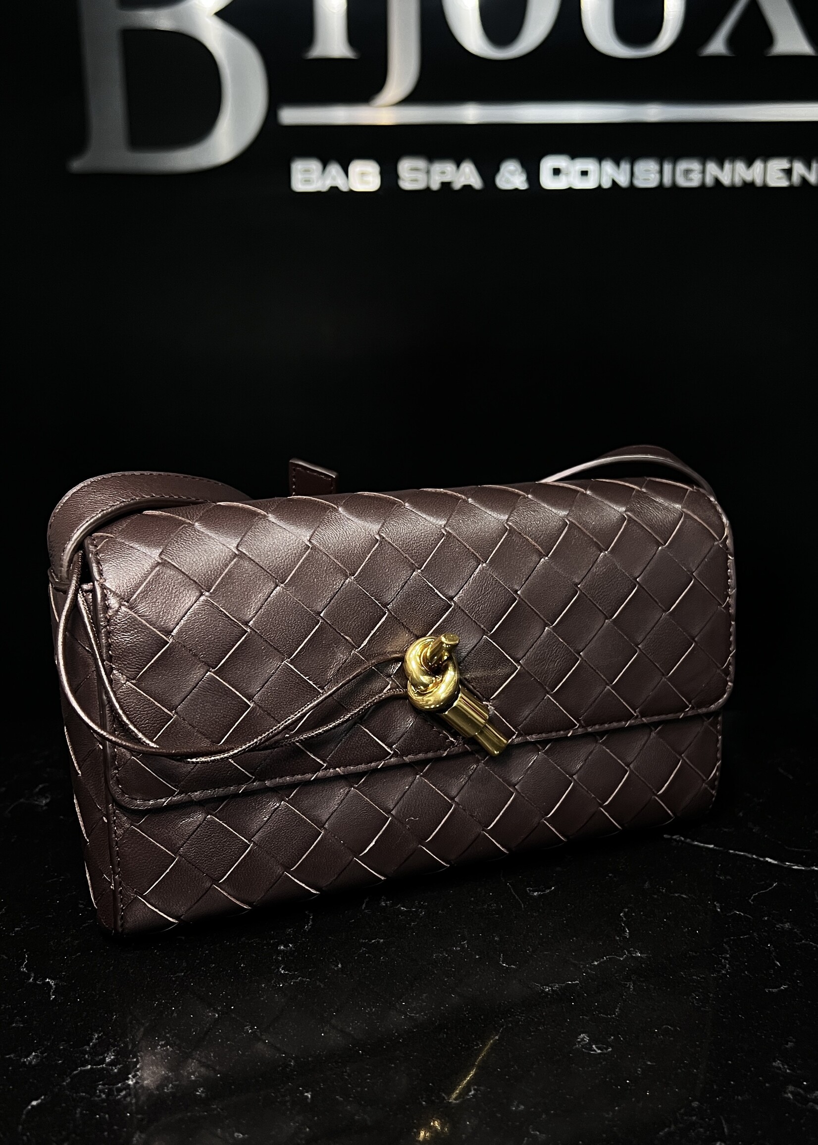 Bottega Veneta Bottega Veneta Mini Andiamo Intrecciato Leather Crossbody