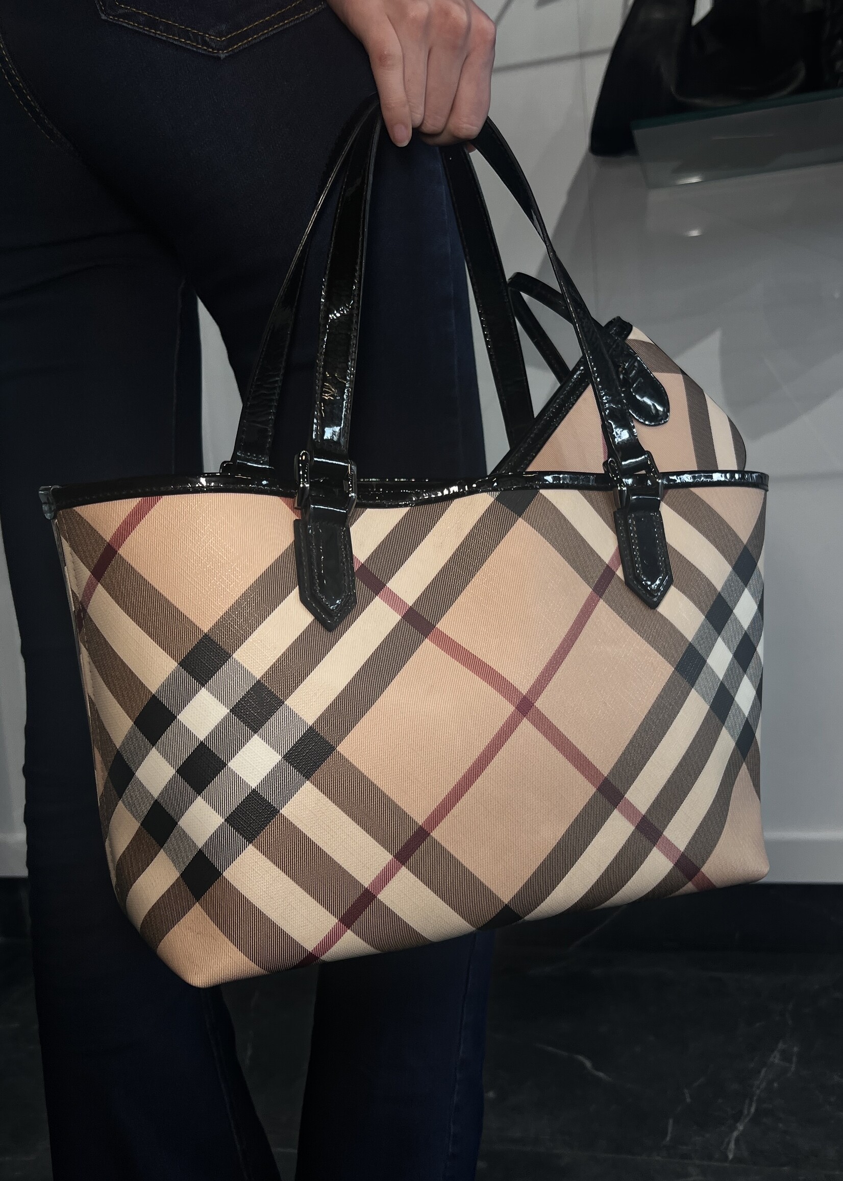 Burberry Burberry Supernova Check Small Tote Bag