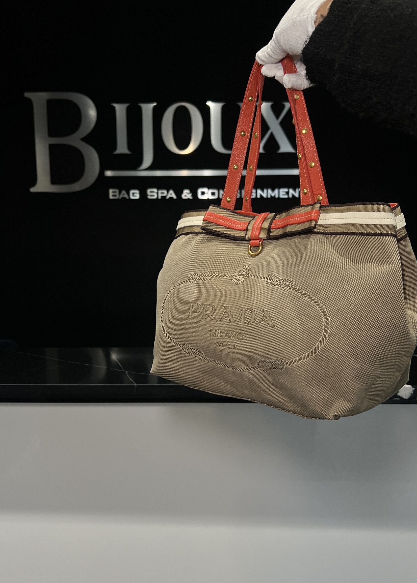 Prada SOLD- Prada Logo Jacquard Tote Bag