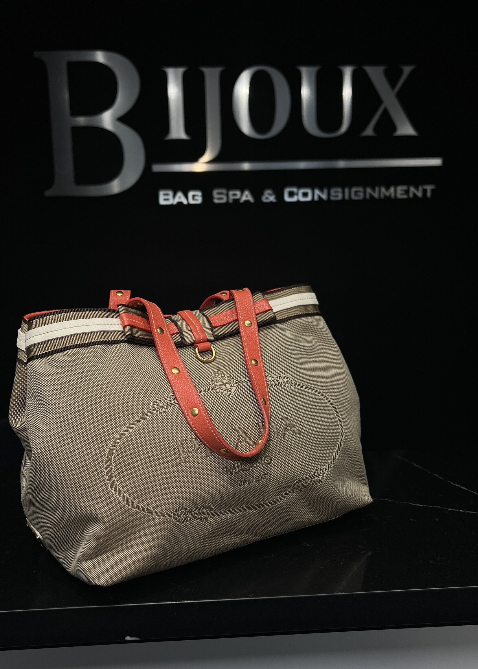 Prada SOLD- Prada Logo Jacquard Tote Bag