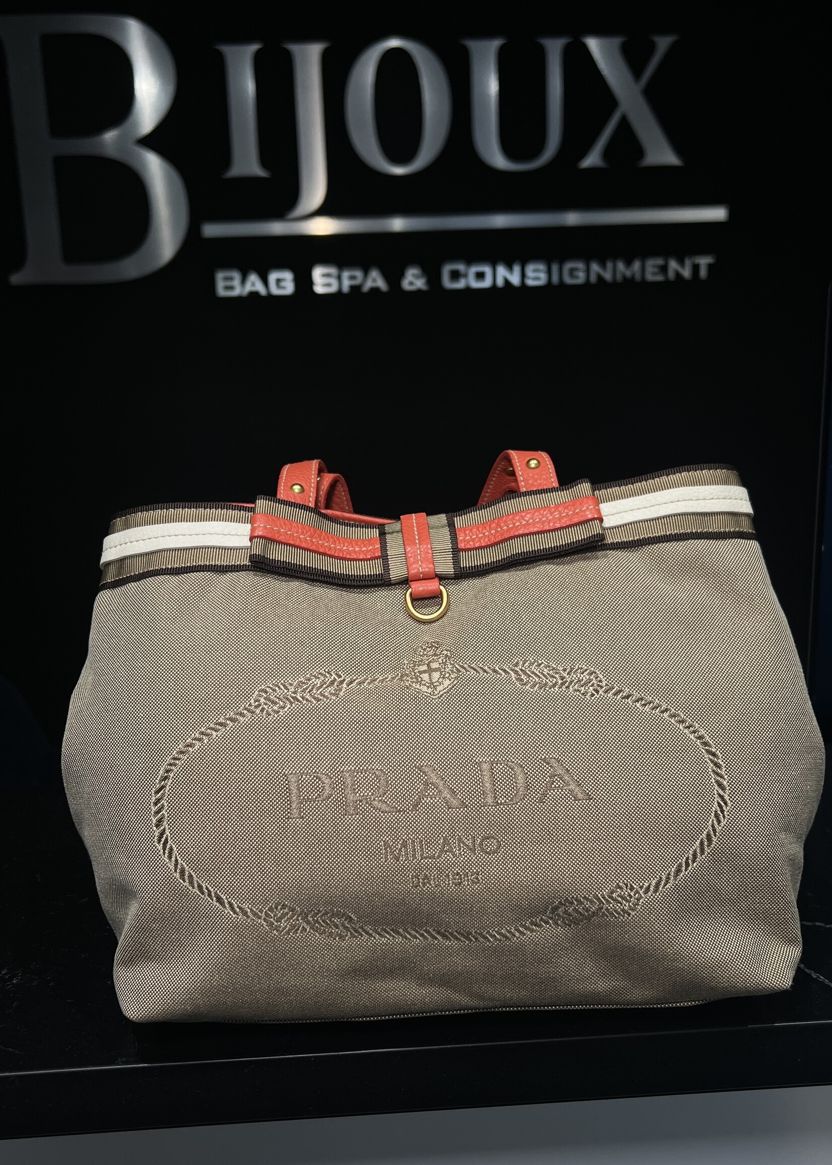 Prada SOLD- Prada Logo Jacquard Tote Bag