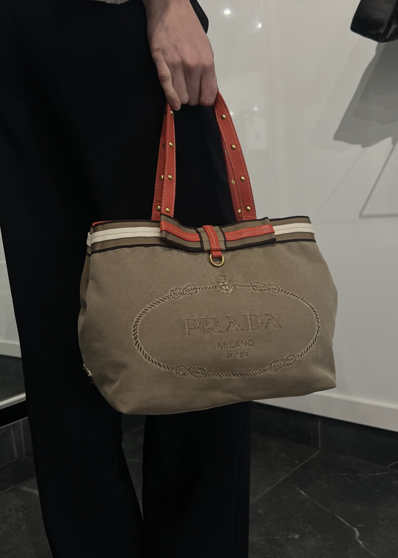 Prada Prada Logo Jacquard Tote Bag