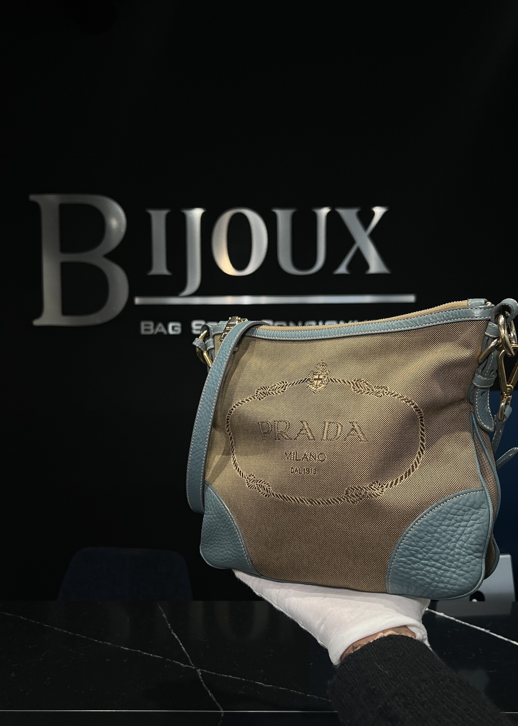 Prada Prada Canapa Jacquard Crossbody Bag