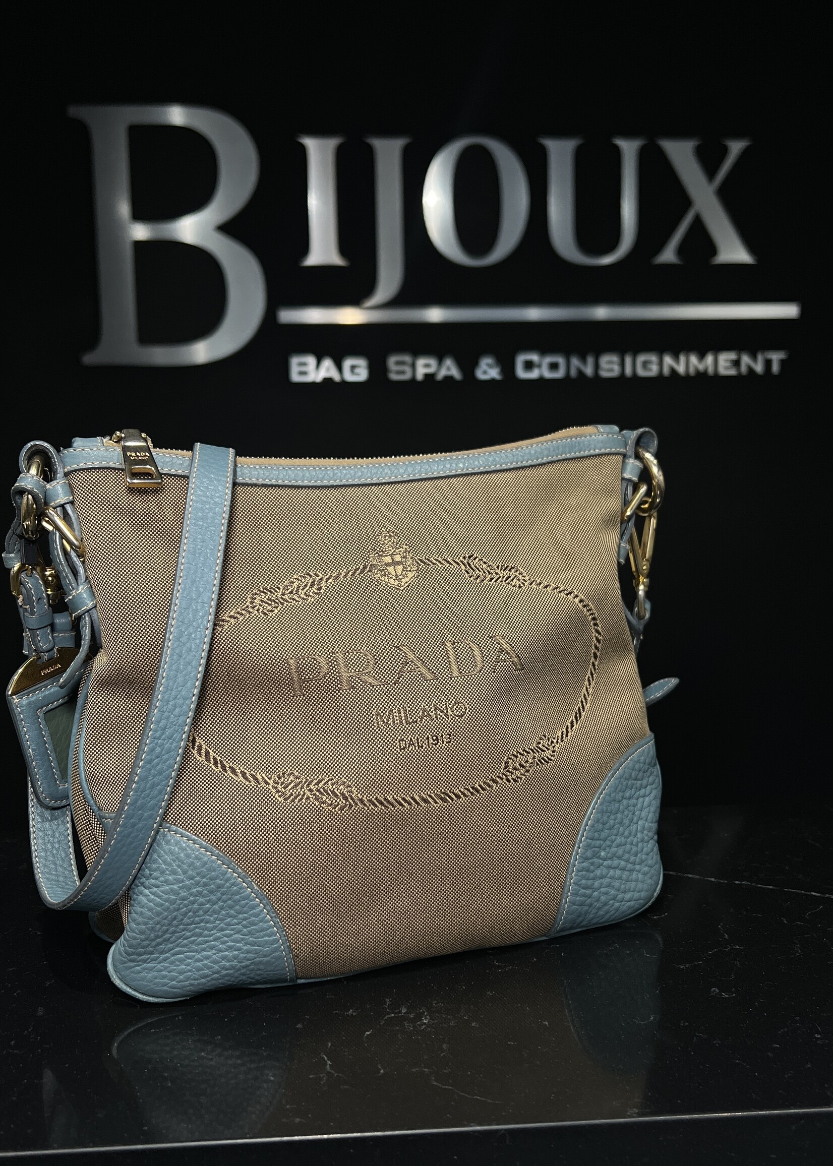 Prada Prada Canapa Jacquard Crossbody Bag