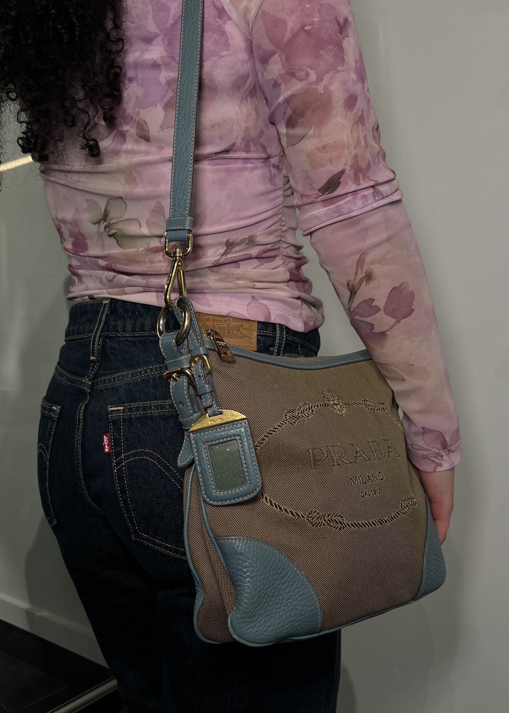 Prada Prada Canapa Jacquard Crossbody Bag