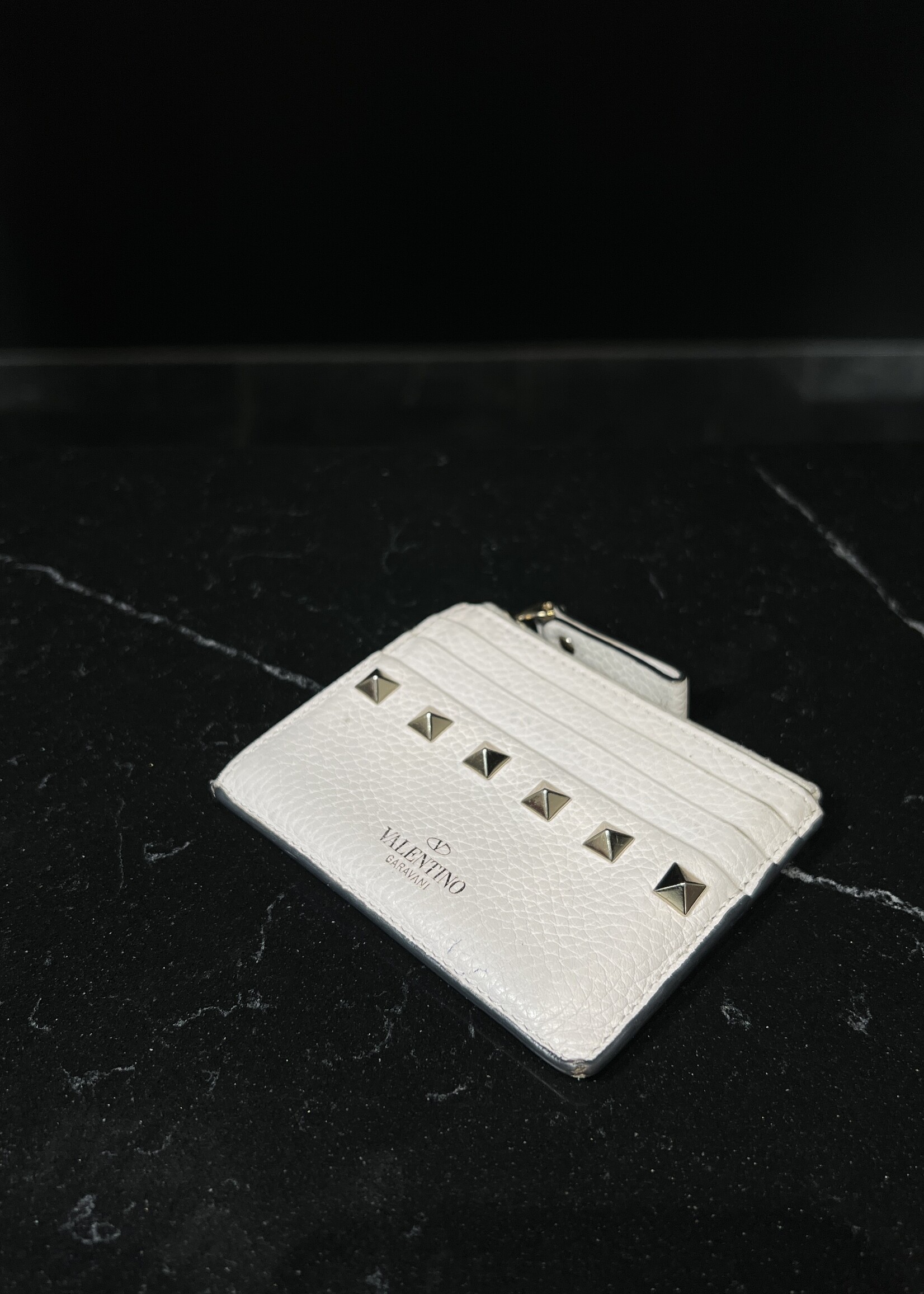 Valentino Valentino Rockstud Grainy Calfskin Cardholder