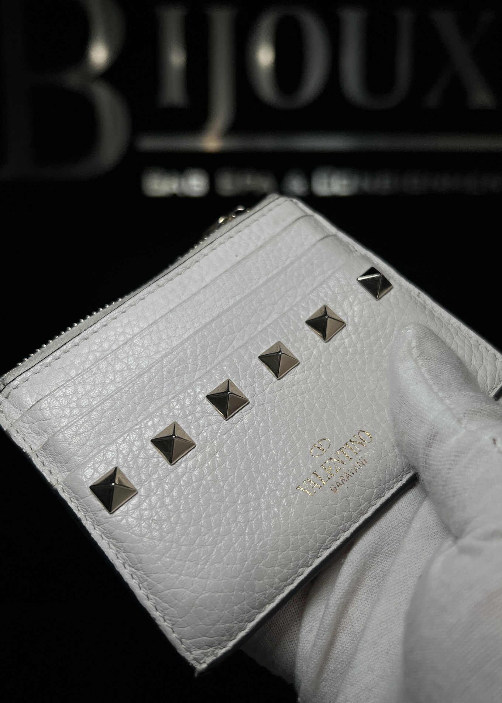 Valentino Valentino Rockstud Grainy Calfskin Cardholder