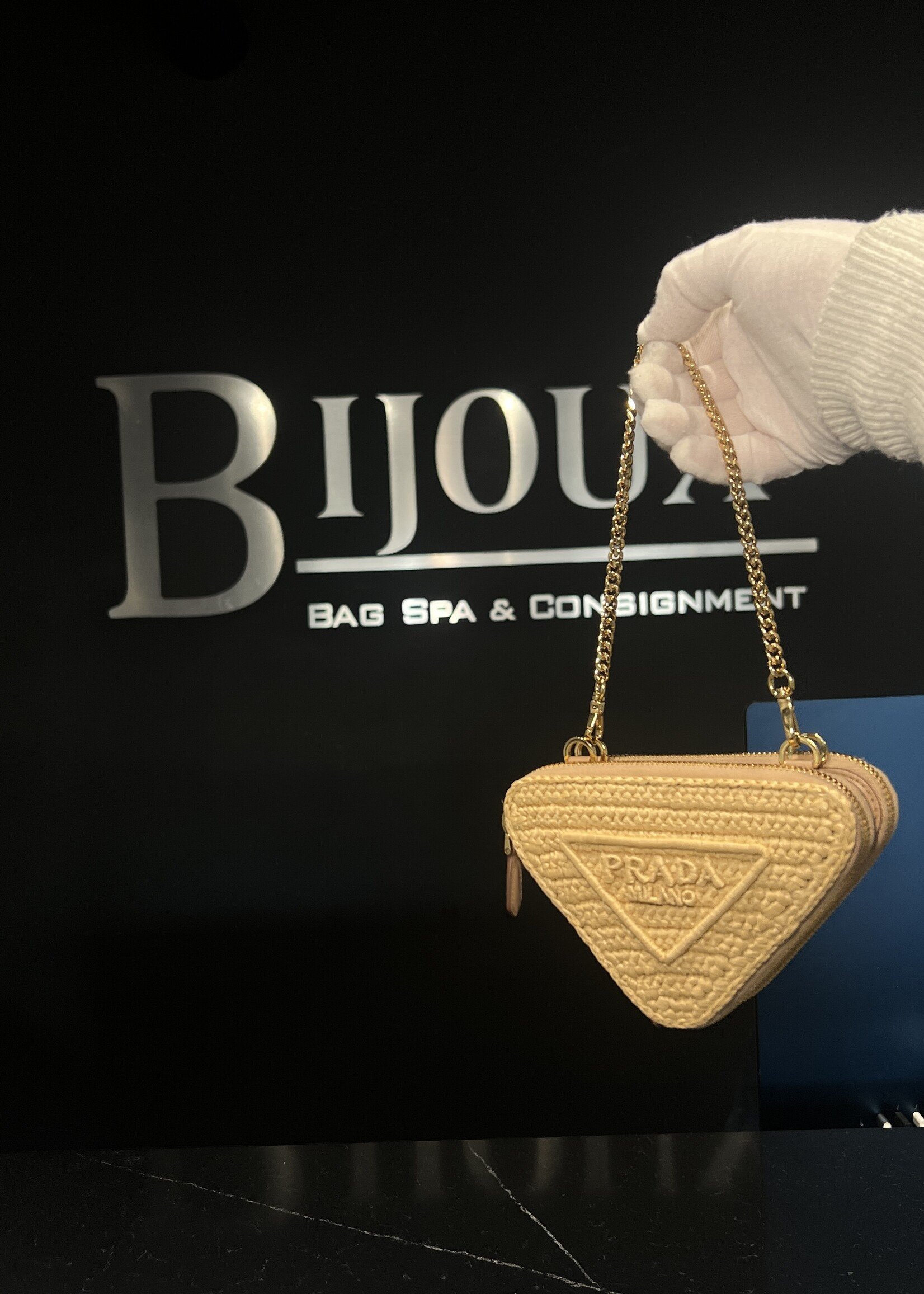 Prada Prada Raffia Triangle Mini Crossbody