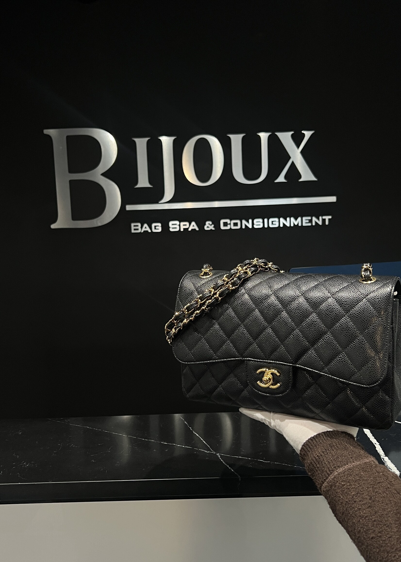 Chanel SOLD- Chanel Black Jumbo Caviar GHW