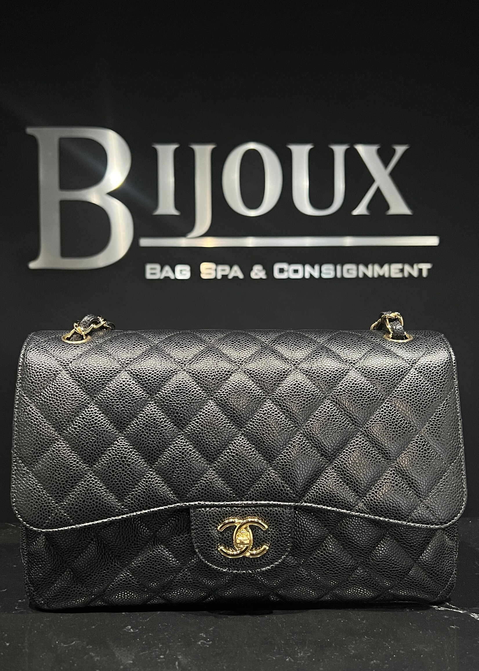Chanel SOLD- Chanel Black Jumbo Caviar GHW