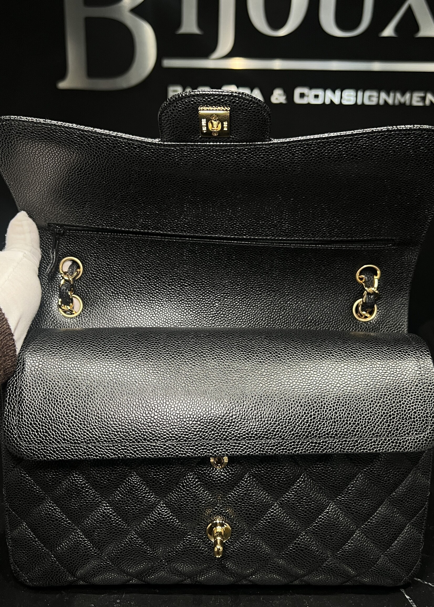 Chanel SOLD- Chanel Black Jumbo Caviar GHW