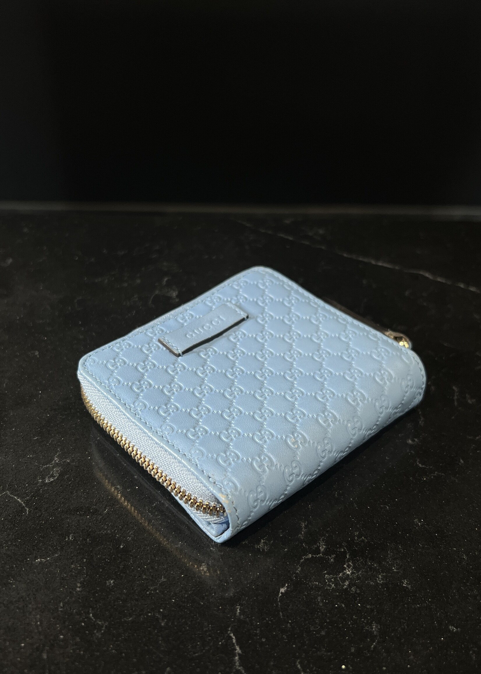 Gucci SOLD- Gucci Microguccissima Compact Blue Wallet
