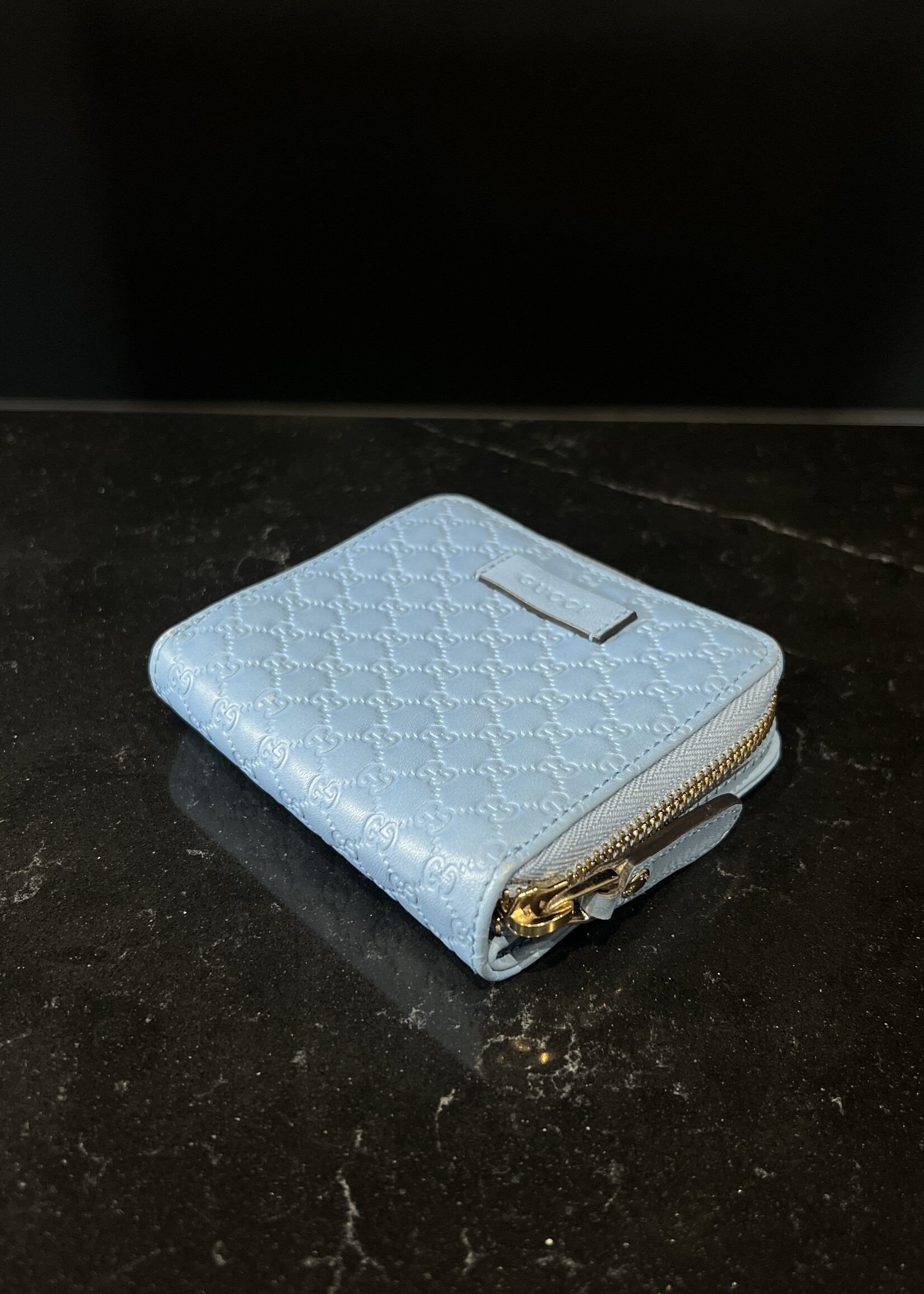 Gucci SOLD- Gucci Microguccissima Compact Blue Wallet