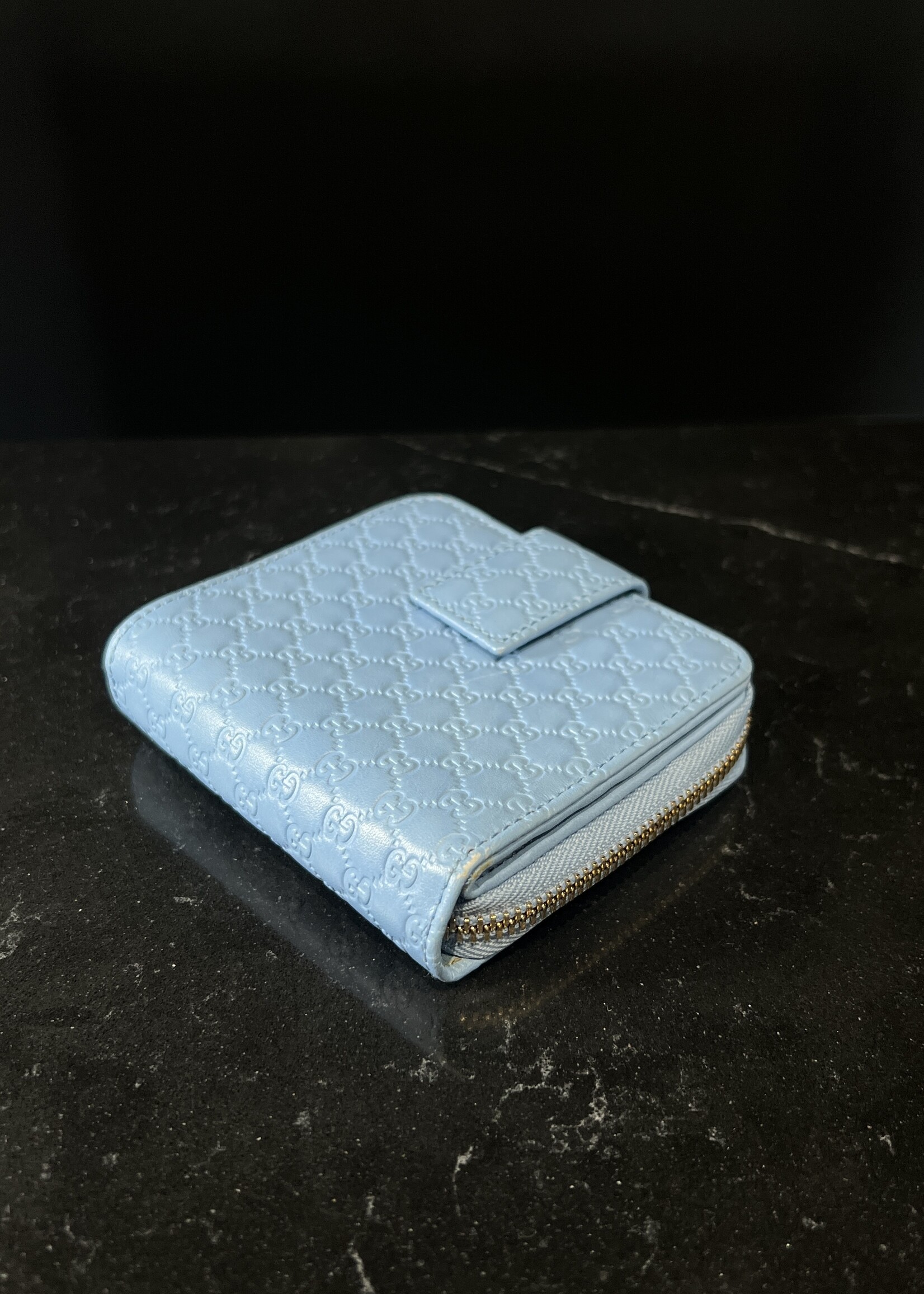 Gucci SOLD- Gucci Microguccissima Compact Blue Wallet