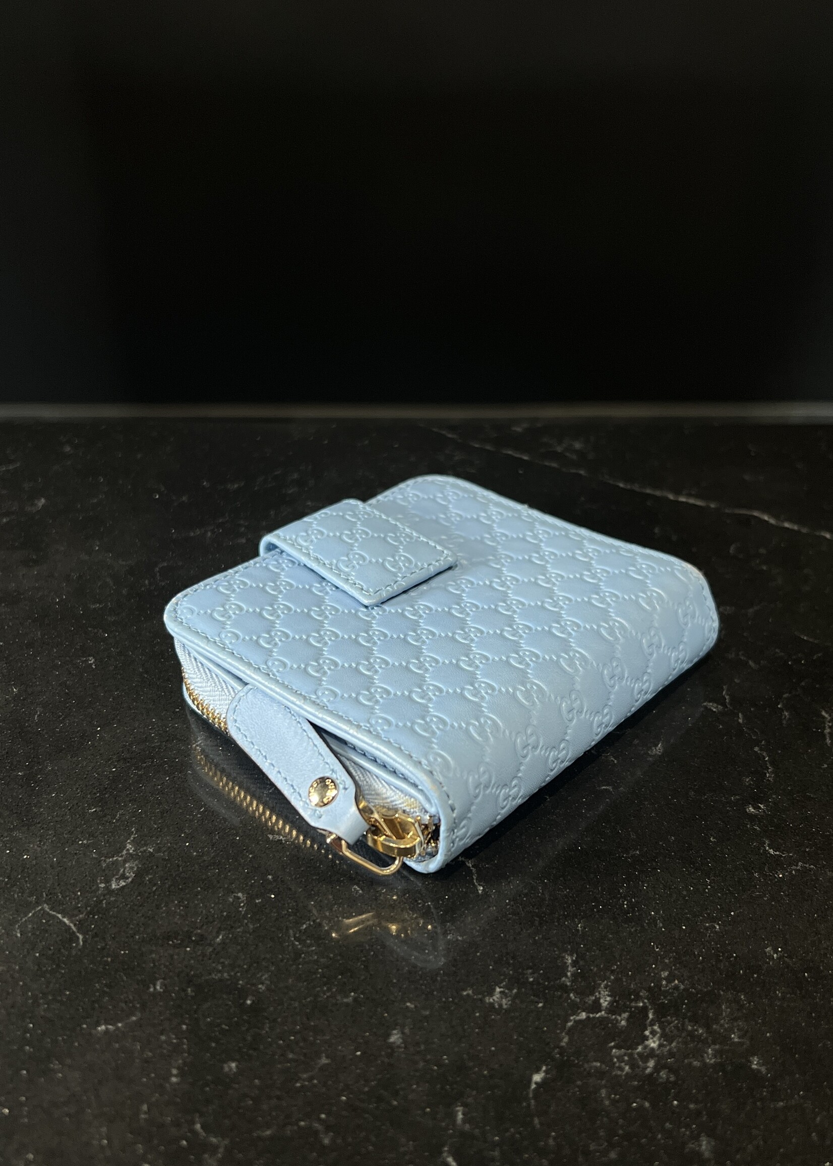 Gucci SOLD- Gucci Microguccissima Compact Blue Wallet