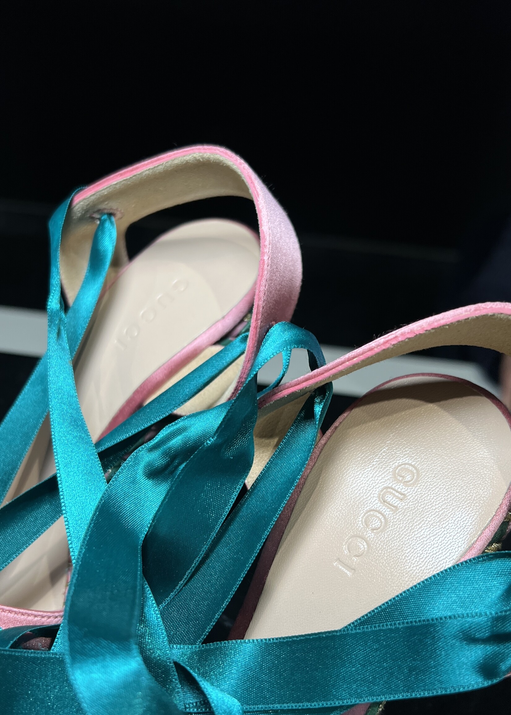 Gucci Gucci Satin Ribbon Wedge Heels 36