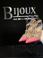 Valentino Valentino Pink Rockstud Ankle Strap Pumps 36