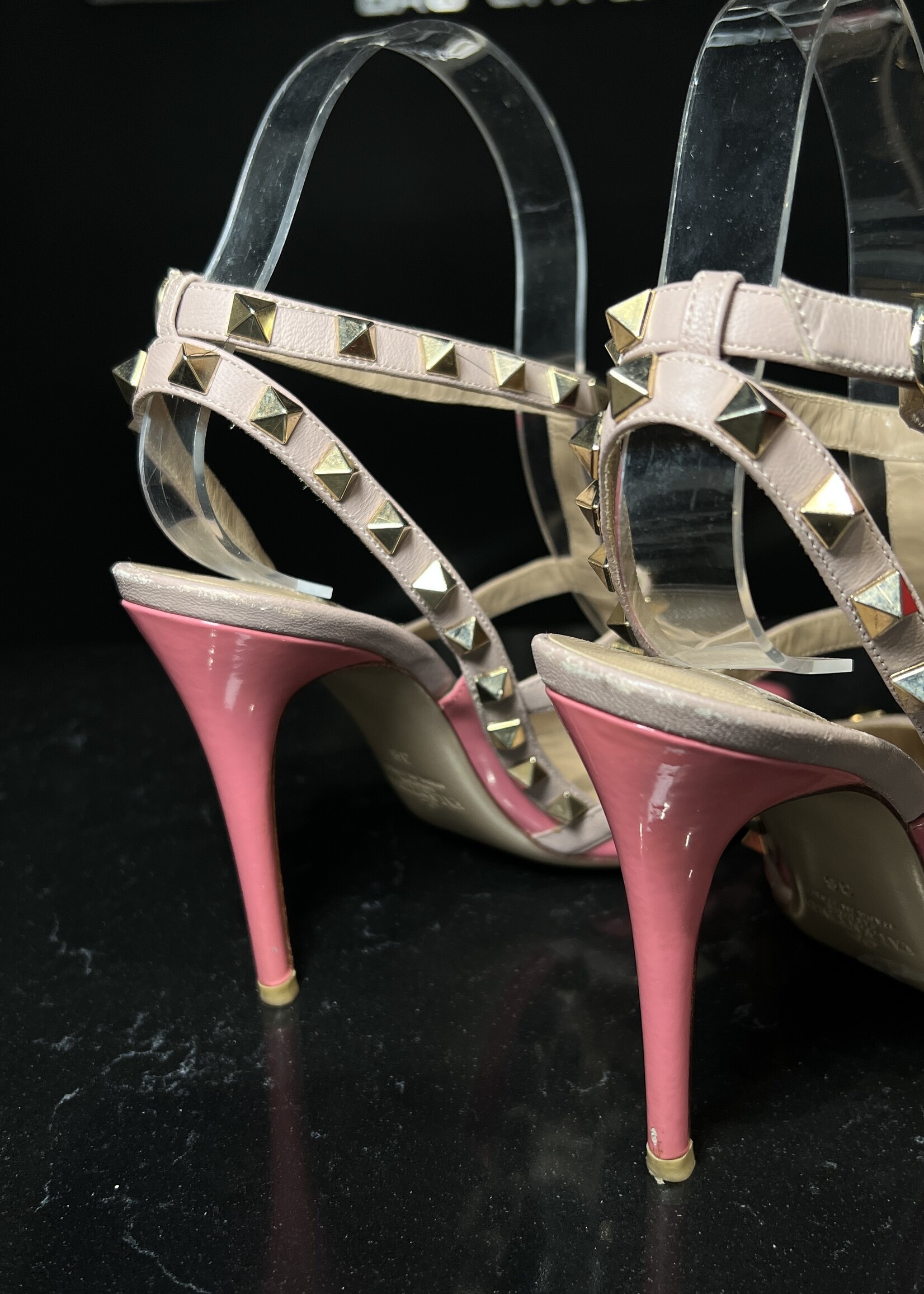 Valentino Valentino Pink Rockstud Ankle Strap Pumps 36