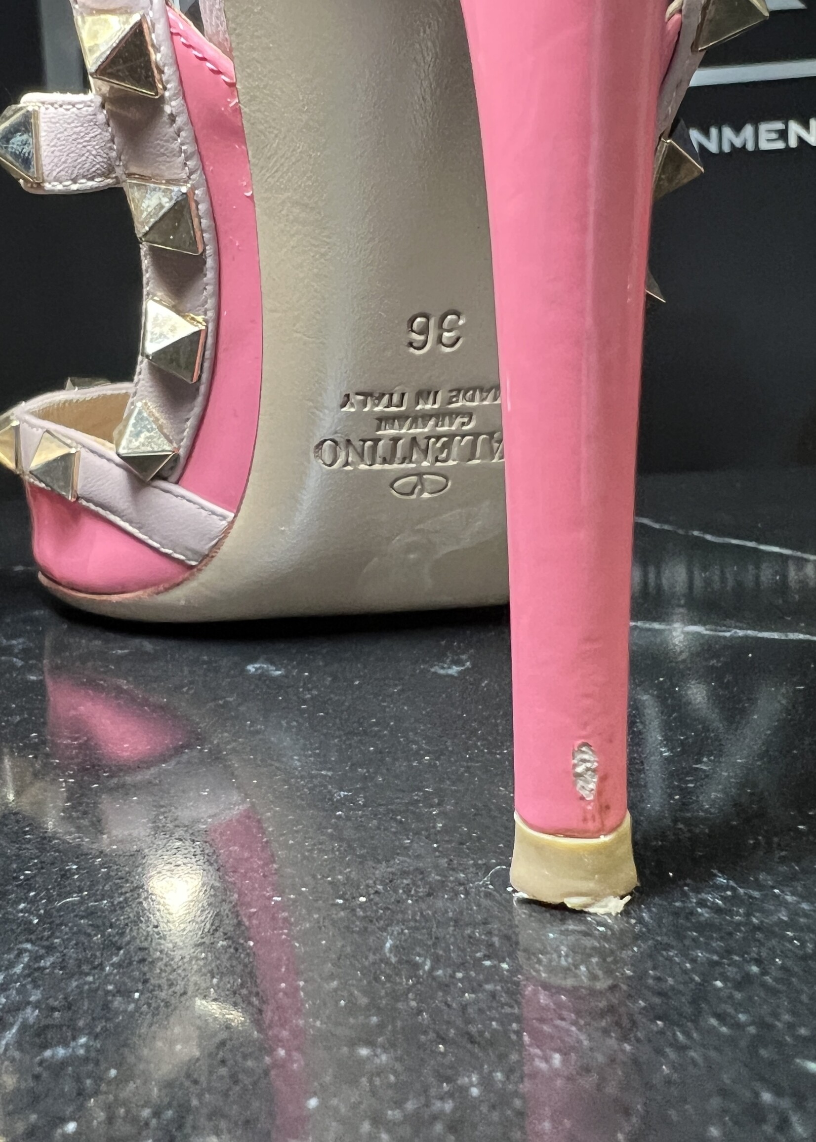 Valentino Valentino Pink Rockstud Ankle Strap Pumps 36
