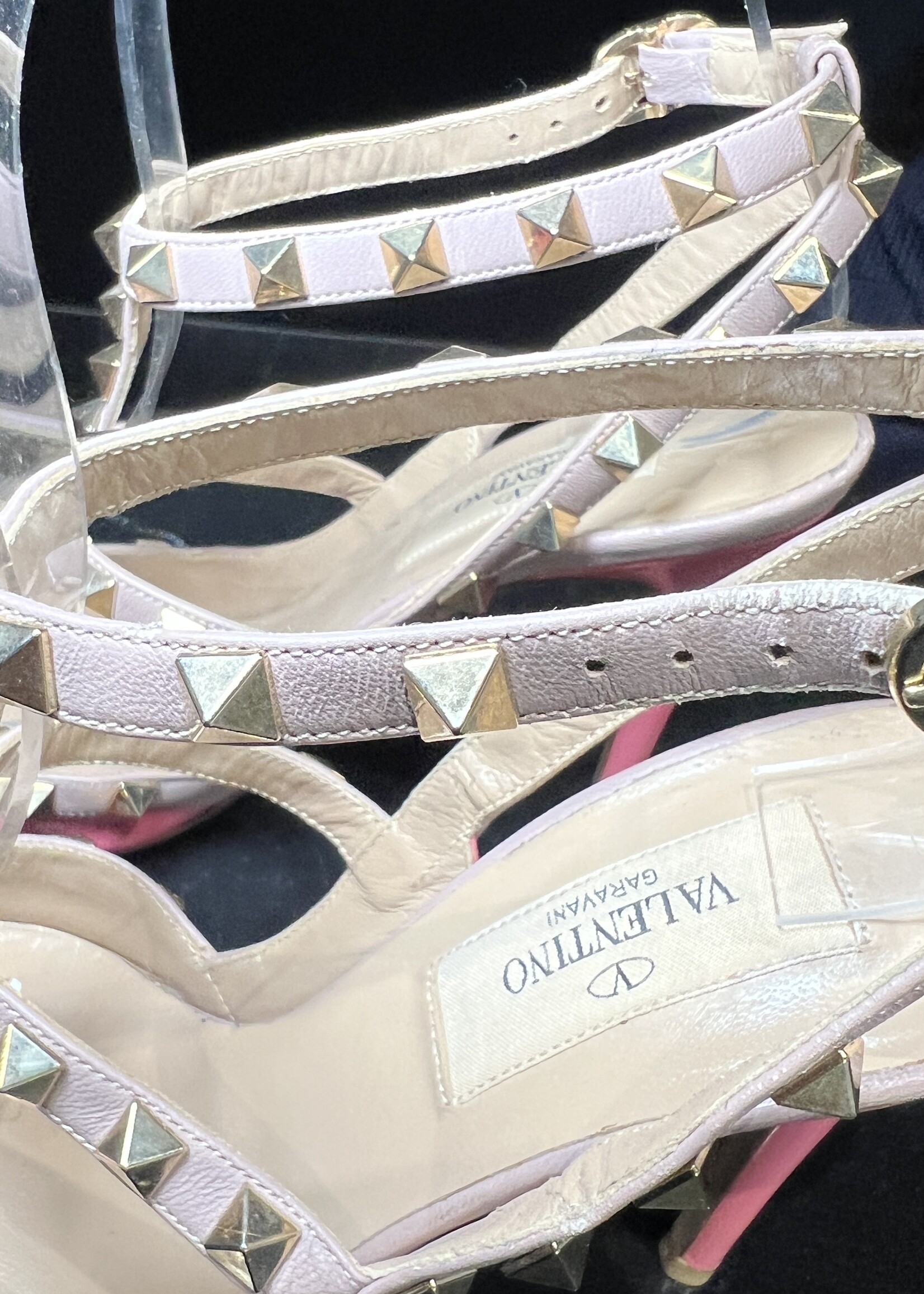 Valentino Valentino Pink Rockstud Ankle Strap Pumps 36