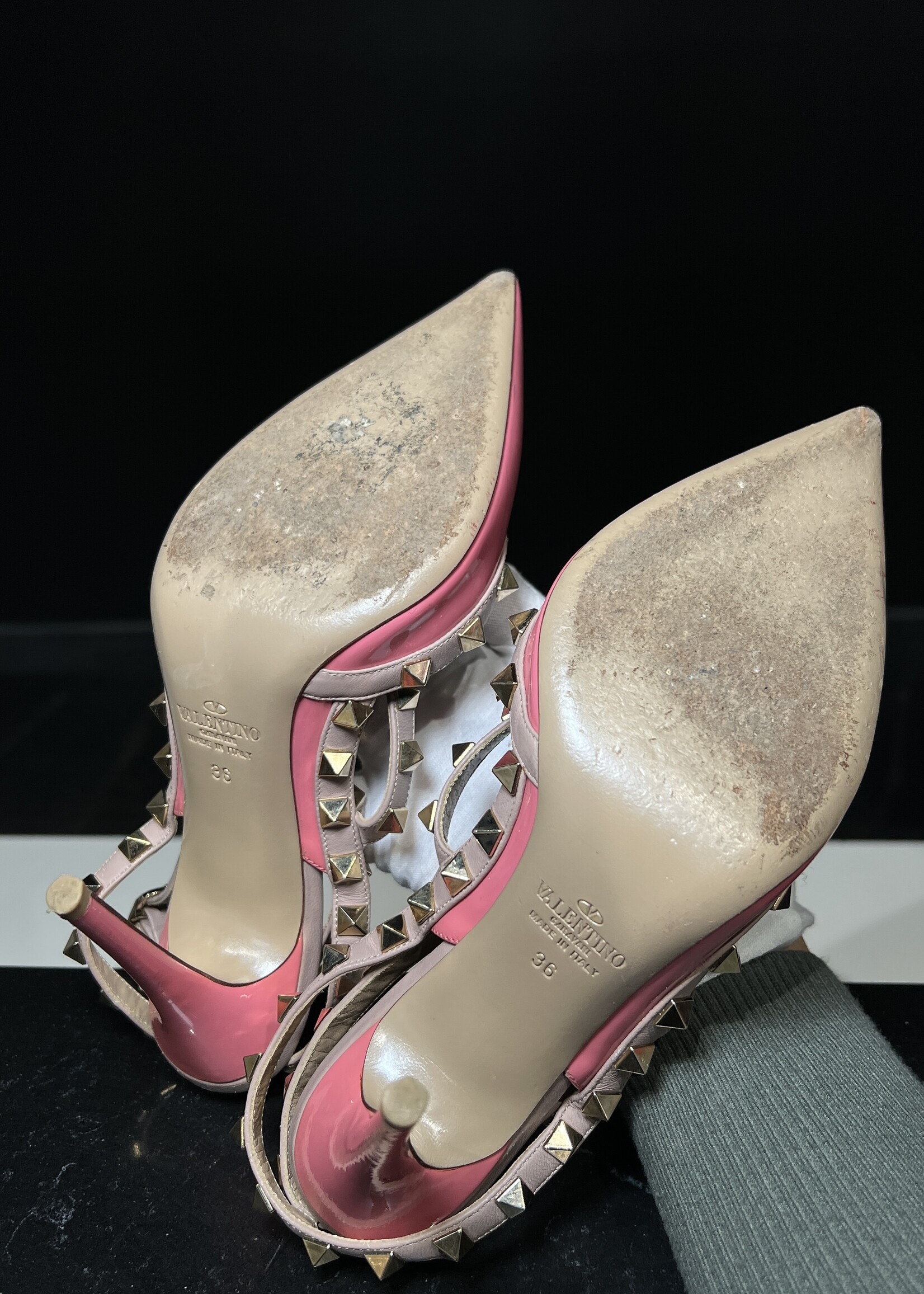 Valentino Valentino Pink Rockstud Ankle Strap Pumps 36