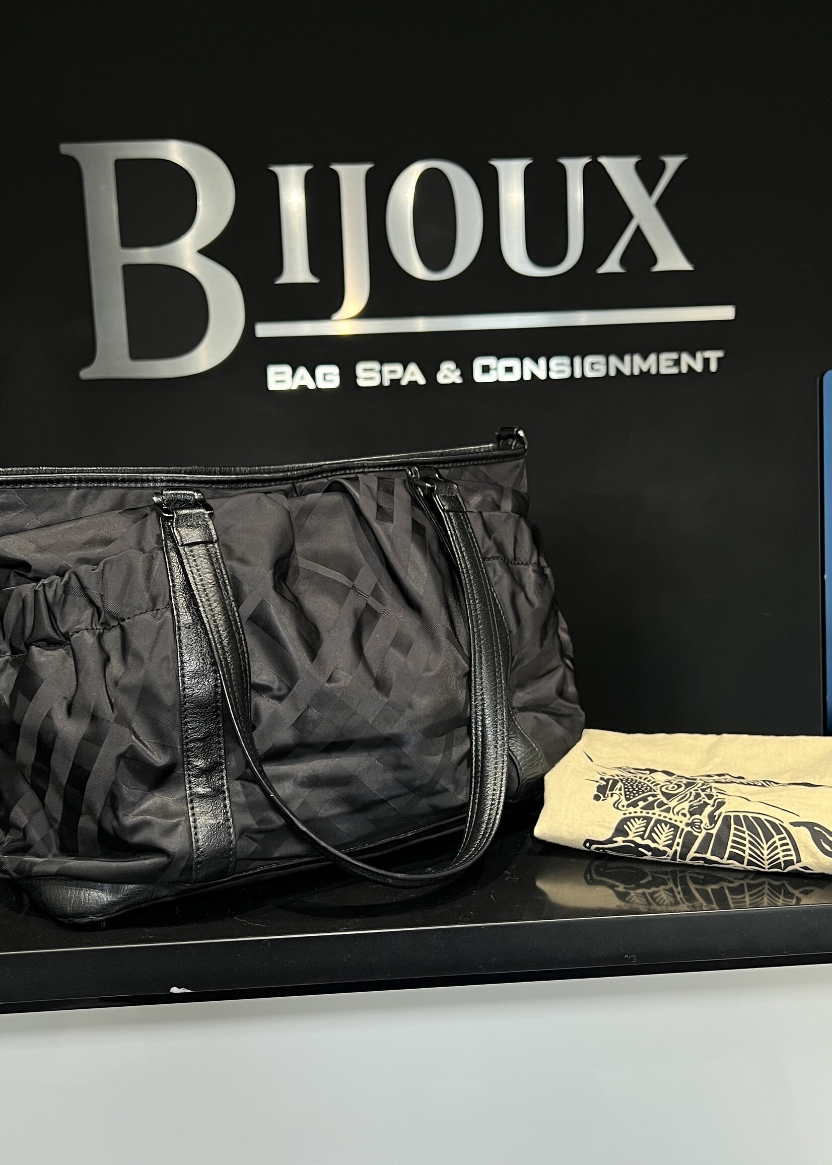 Burberry Burberry Leather Trimmed Nylon Diaper Bag