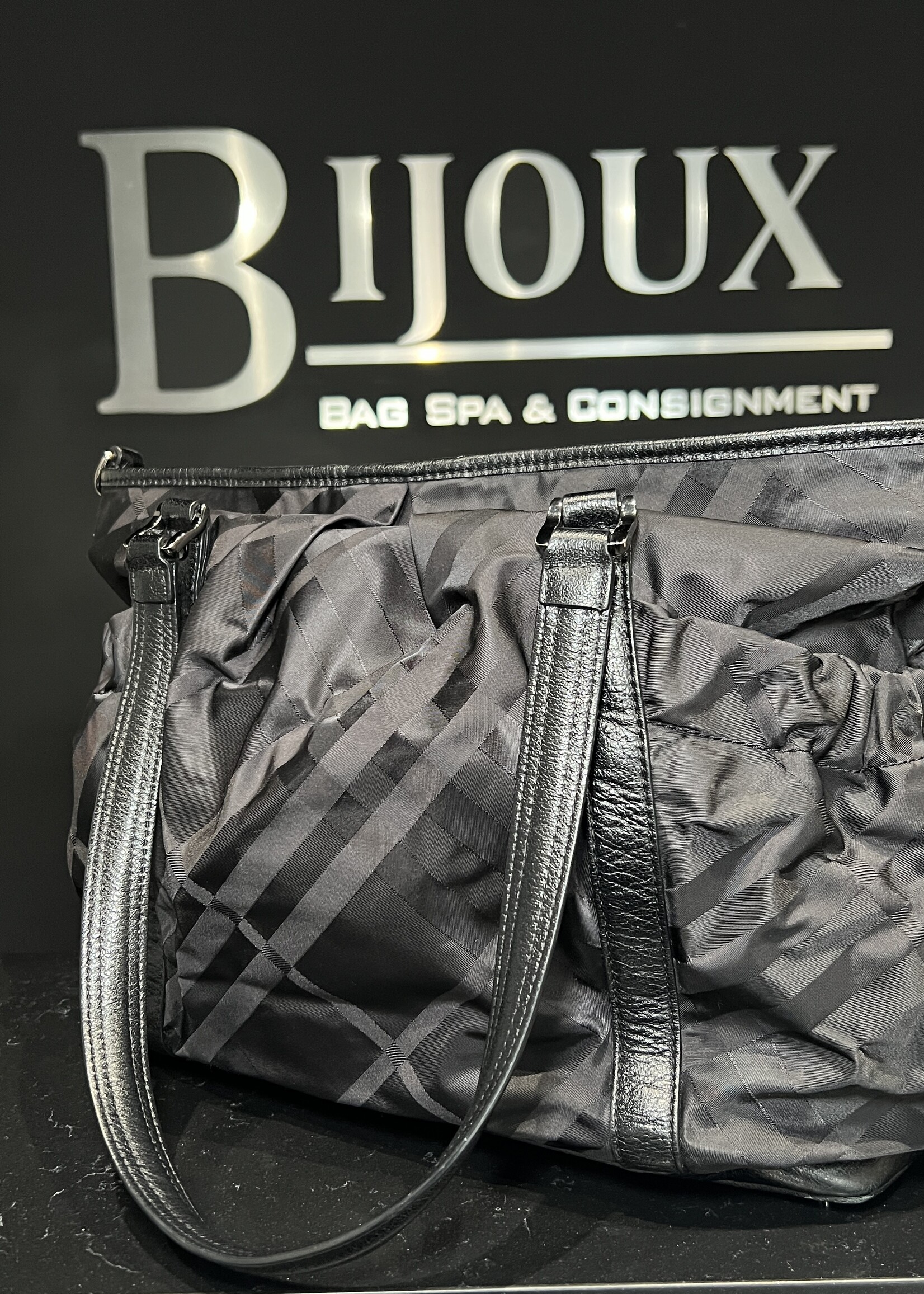 Burberry Burberry Leather Trimmed Nylon Diaper Bag