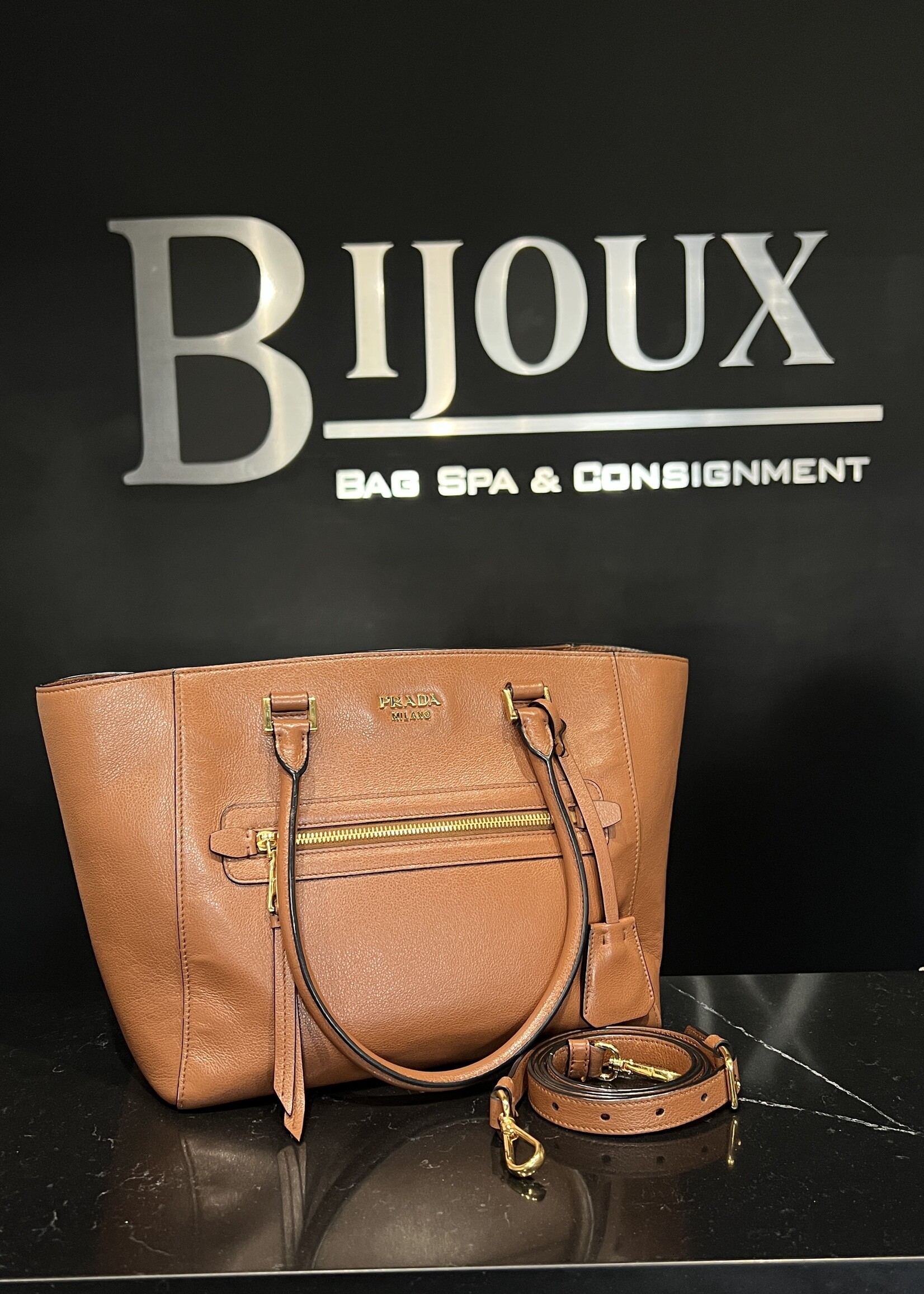 Prada Prada Glace Leather Tote