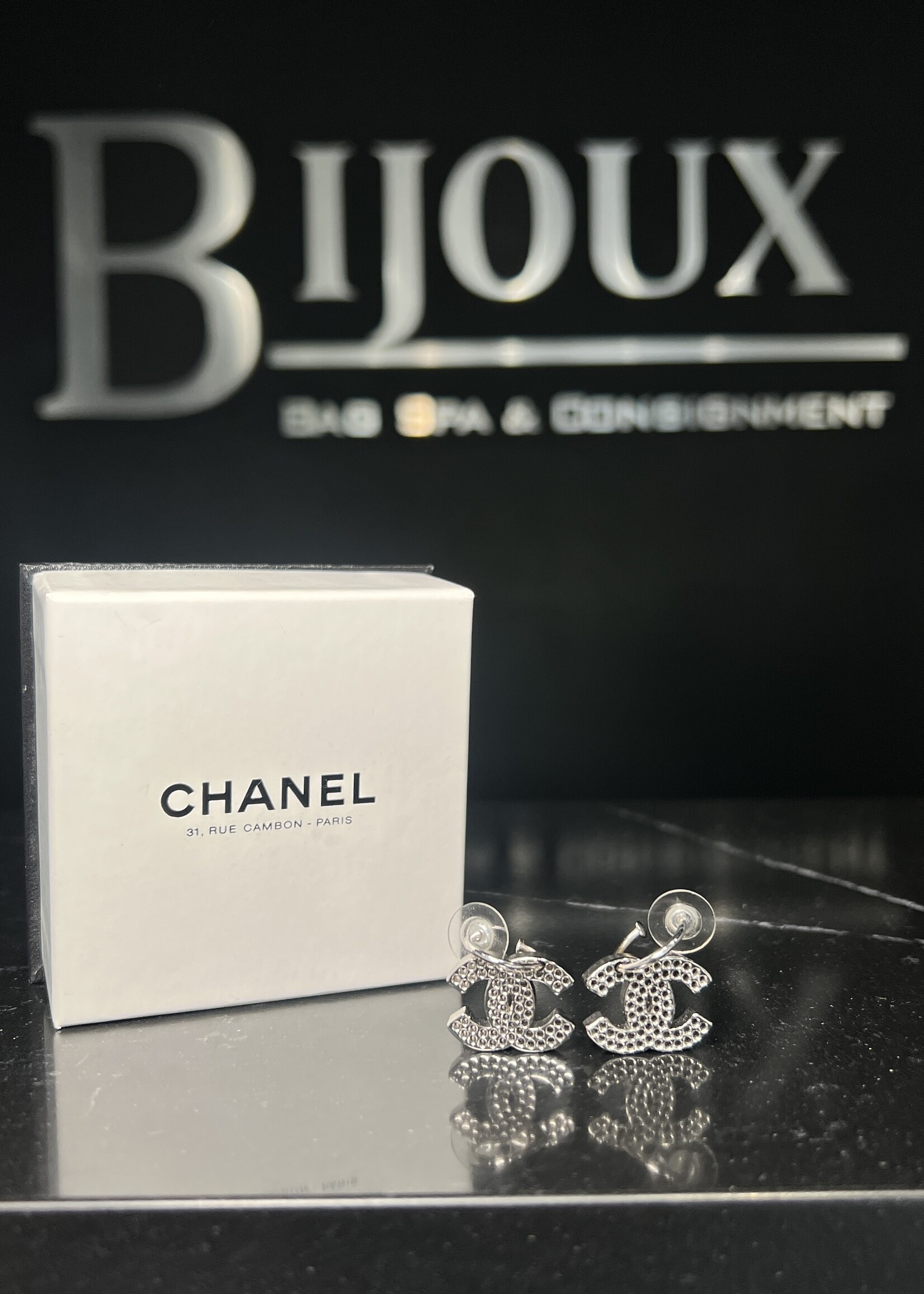 Chanel SOLD- Chanel Perforated Drop Earrings