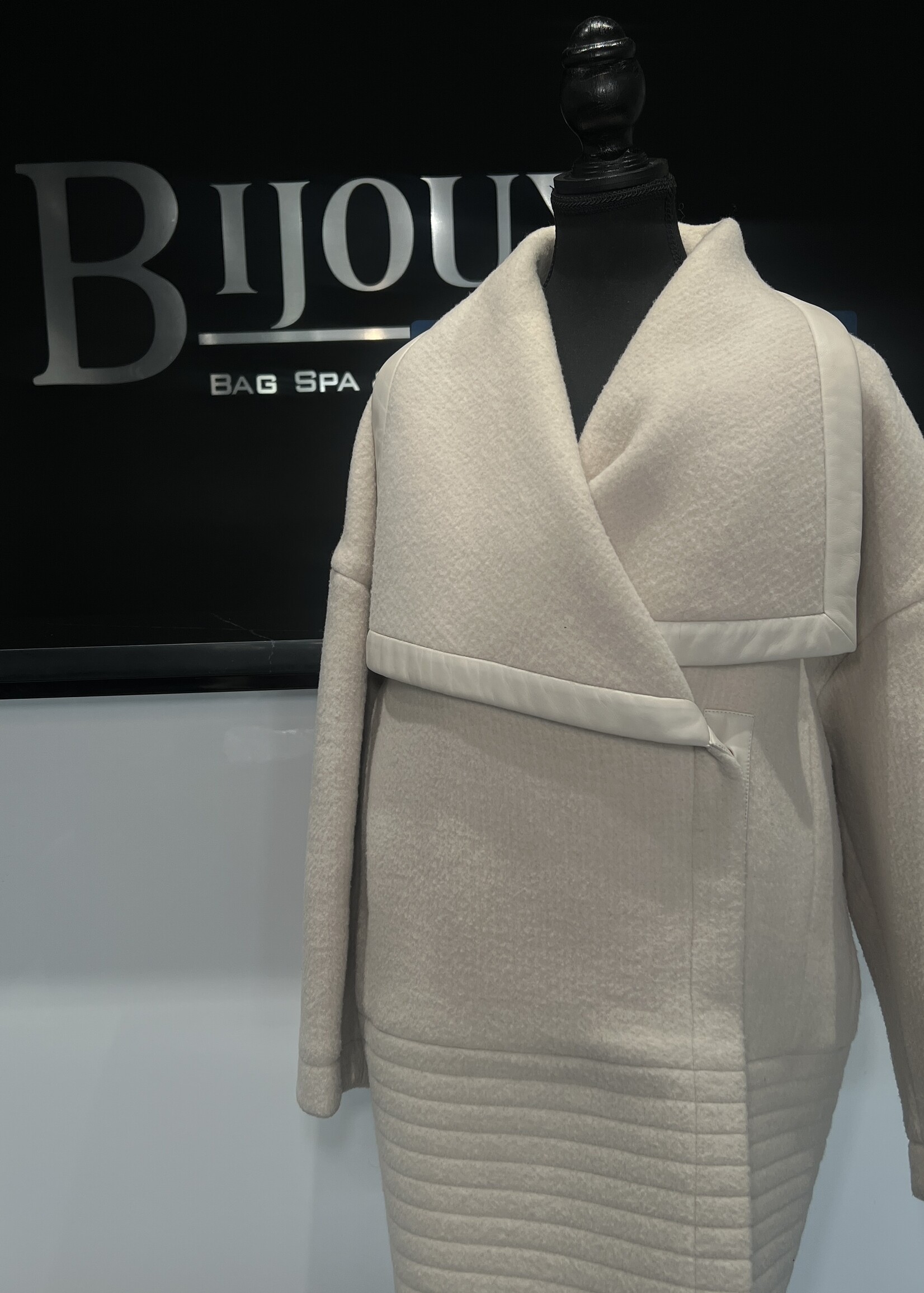 Chloe Chloe Leather Trim Coat- 40 (M)