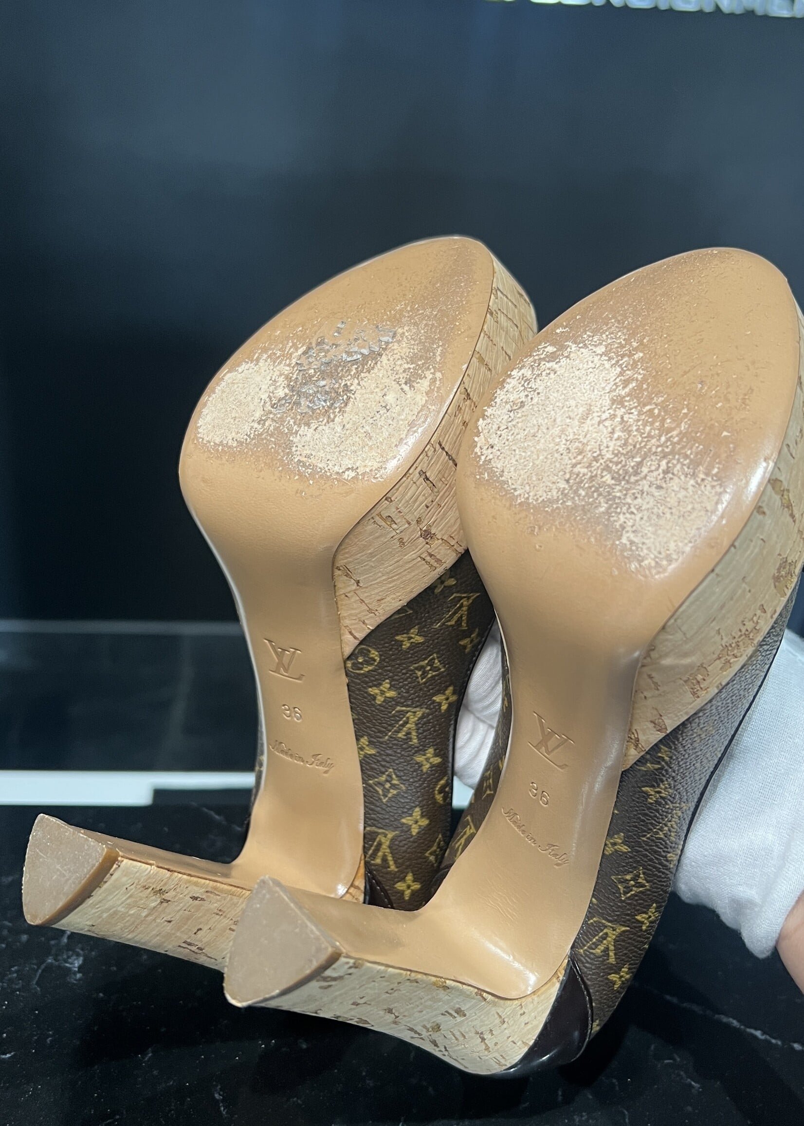 Louis Vuitton Louis Vuitton Monogram Canvas Rivoli Cork Pumps 36