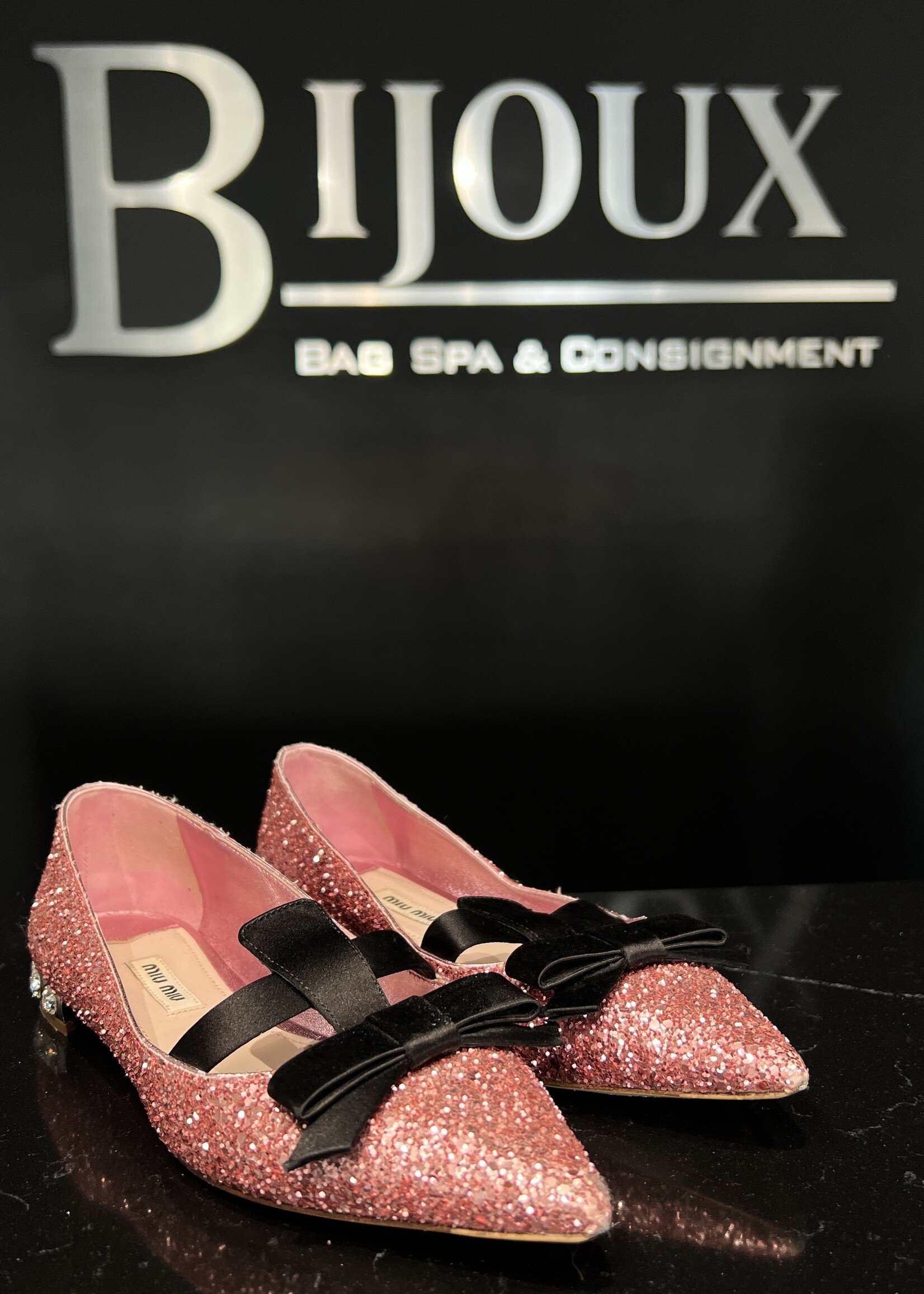 Miu MIu SOLD- Miu Miu Glitter Ballet Flat - 37