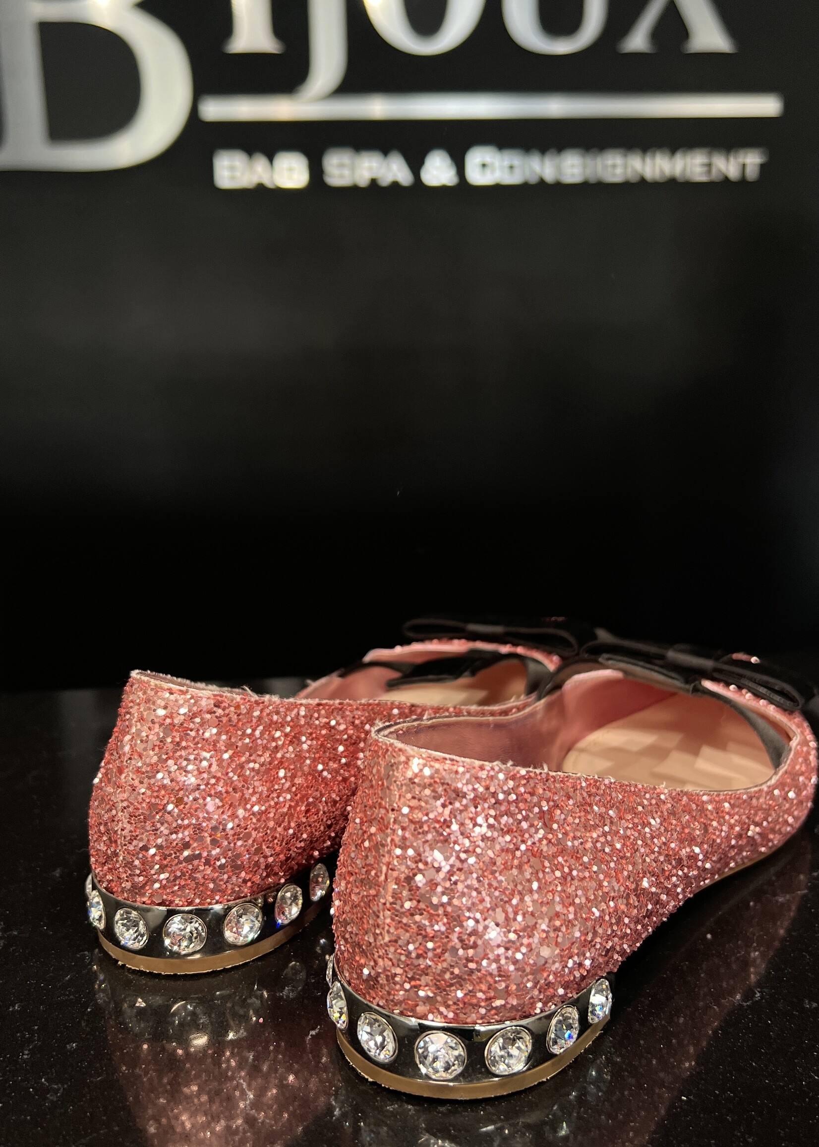 Miu MIu SOLD- Miu Miu Glitter Ballet Flat - 37