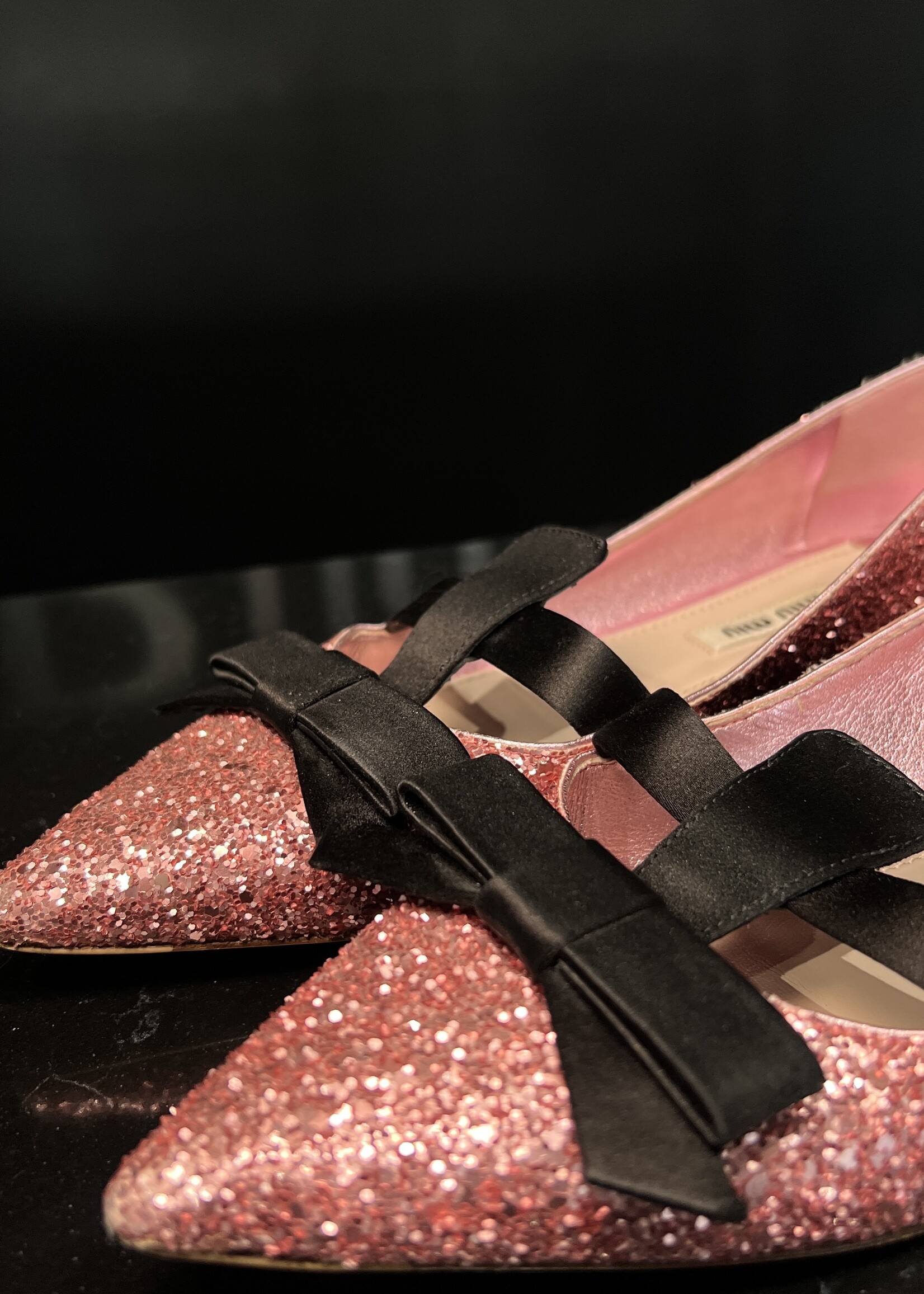 Miu MIu SOLD- Miu Miu Glitter Ballet Flat - 37