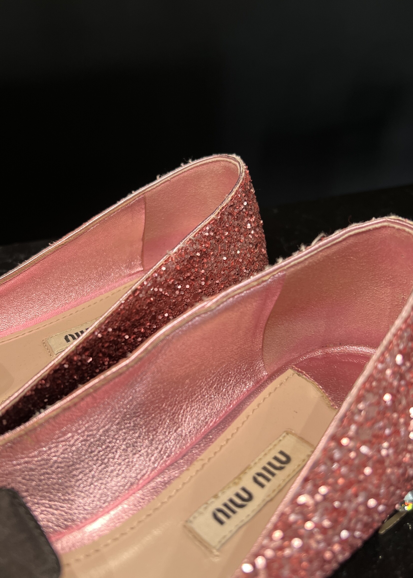 Miu MIu SOLD- Miu Miu Glitter Ballet Flat - 37