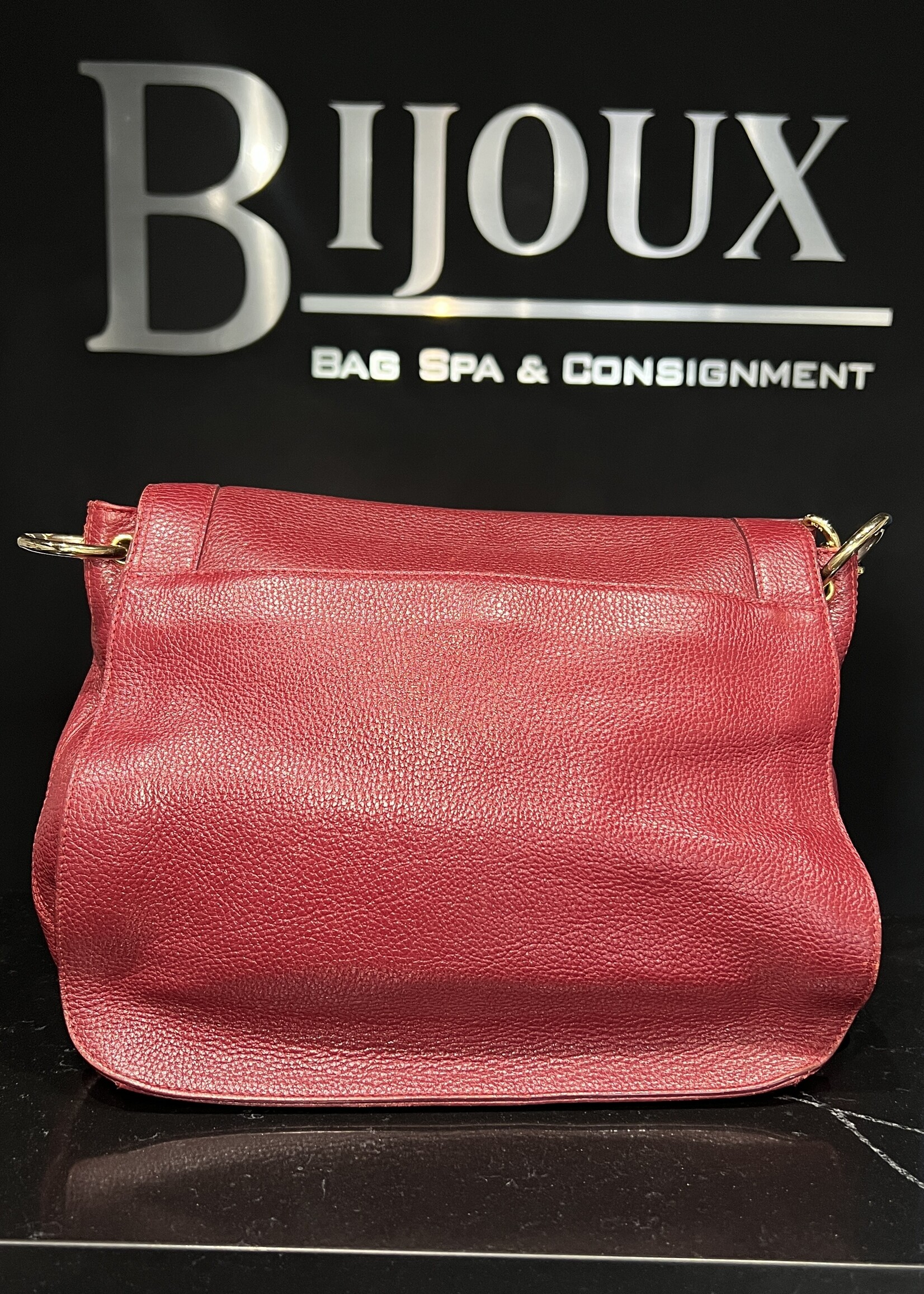 MCM MCM Studded Leather Satchel Burgundy