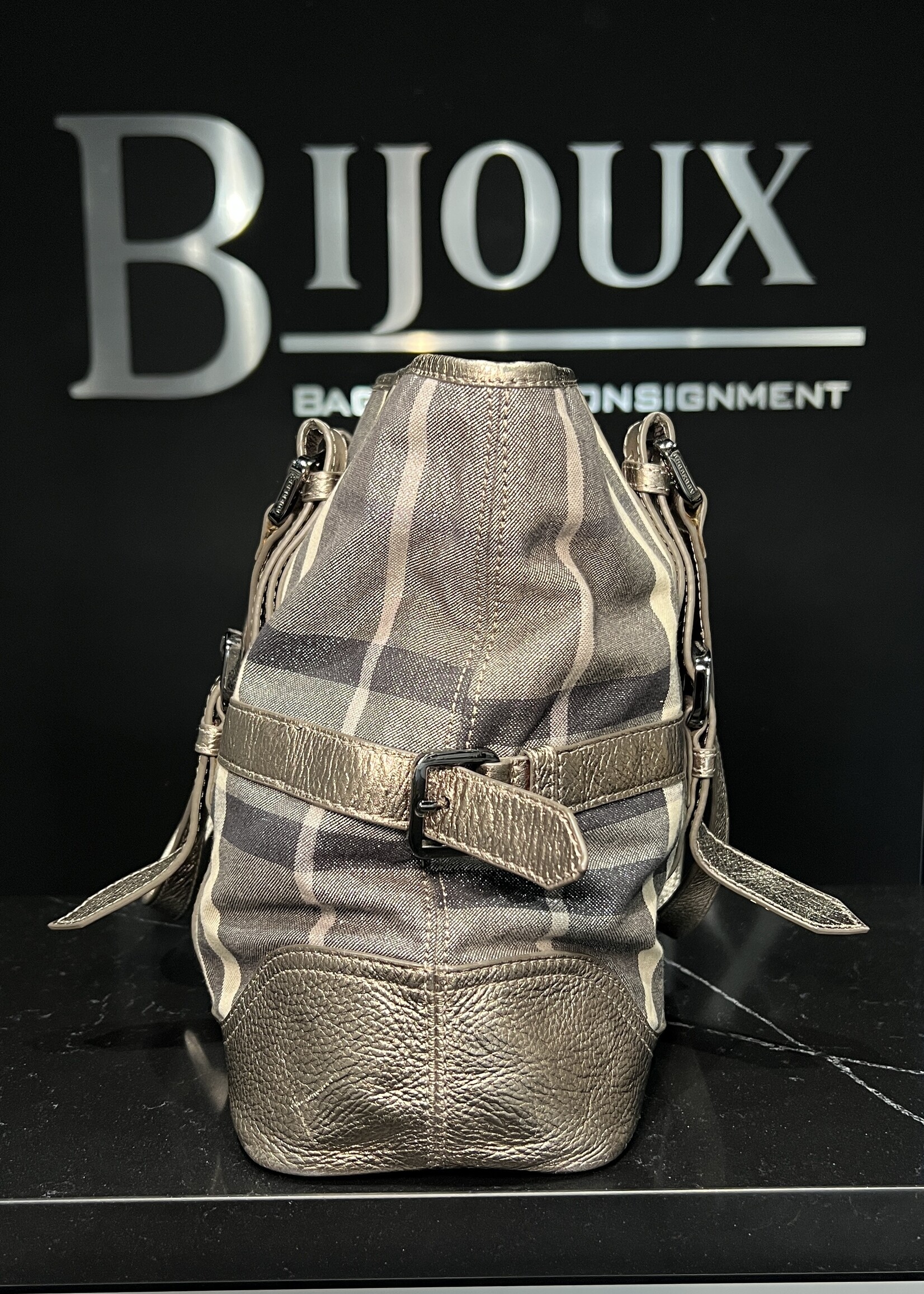 Burberry Burberry Silver Shimmer Check Tote
