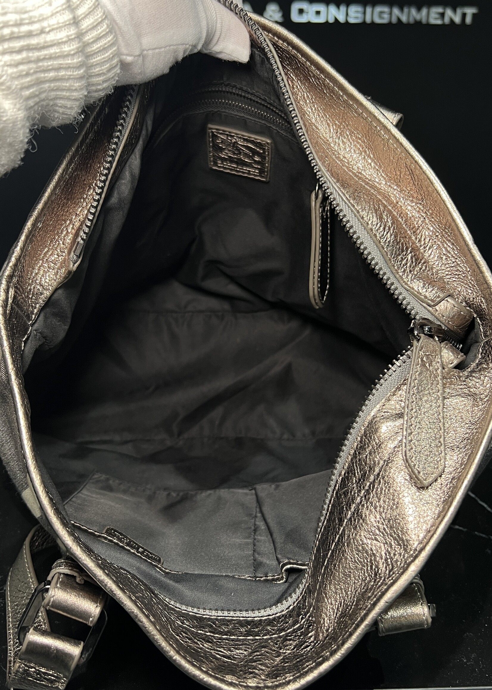 Burberry Burberry Silver Shimmer Check Tote