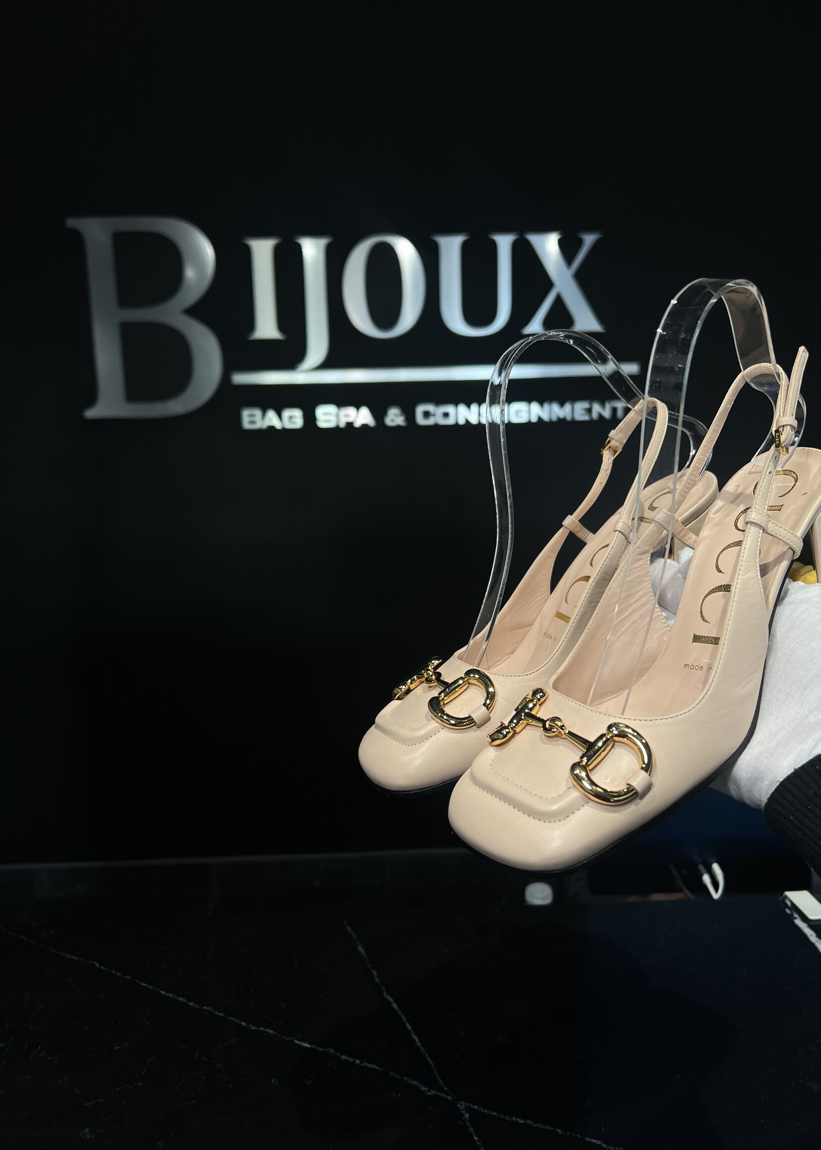 Gucci SOLD- Gucci Malaga Horsebit Slingback Pumps -37