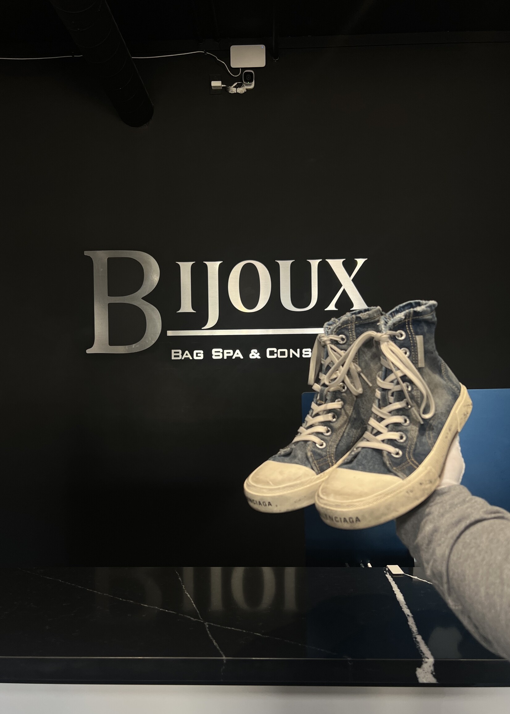 Balenciaga Balenciaga Paris High Destroyed Denim Sneakers -40