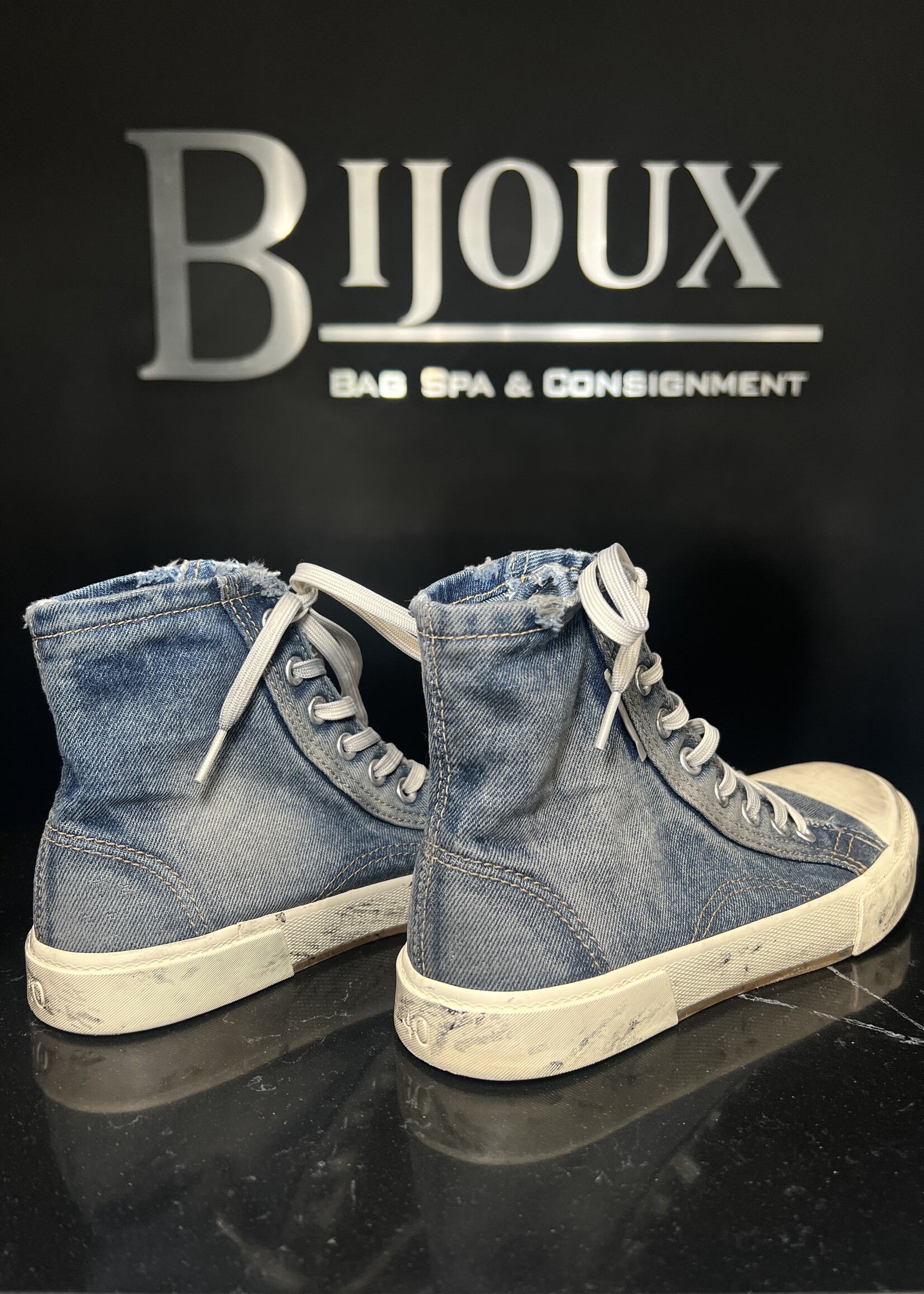 Balenciaga Balenciaga Paris High Destroyed Denim Sneakers -40