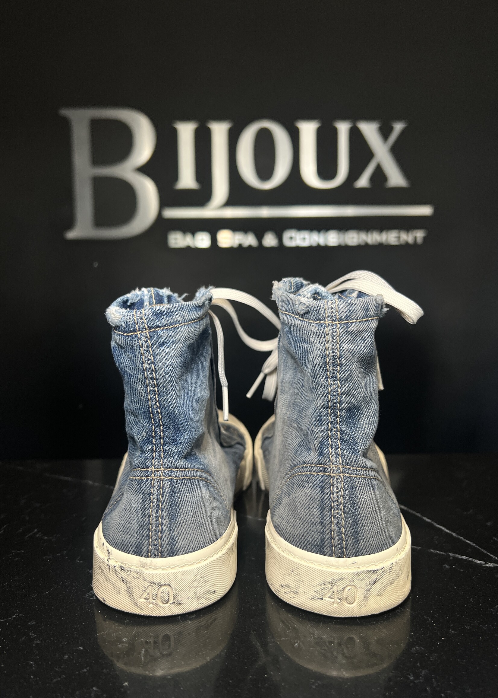 Balenciaga Balenciaga Paris High Destroyed Denim Sneakers -40