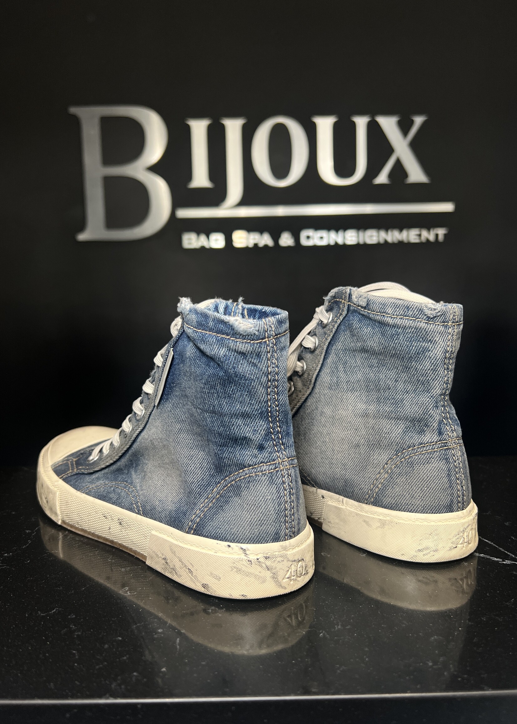 Balenciaga Balenciaga Paris High Destroyed Denim Sneakers -40