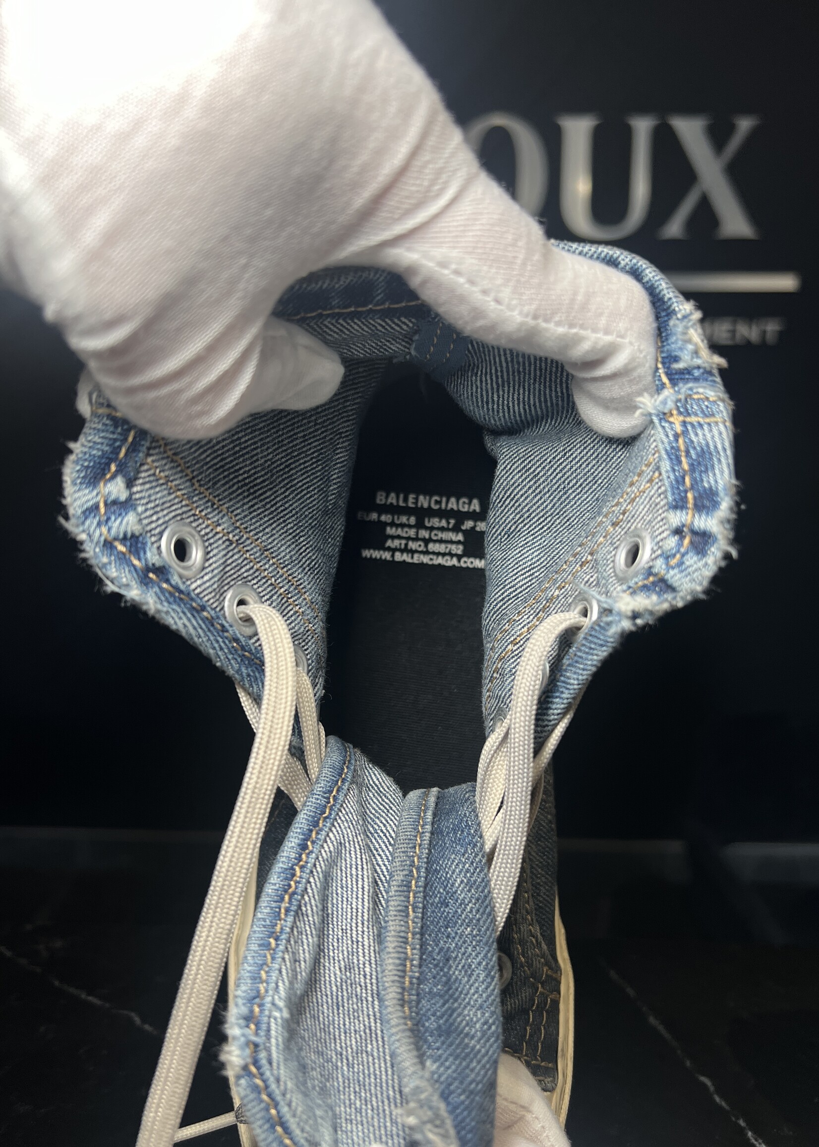 Balenciaga Balenciaga Paris High Destroyed Denim Sneakers -40